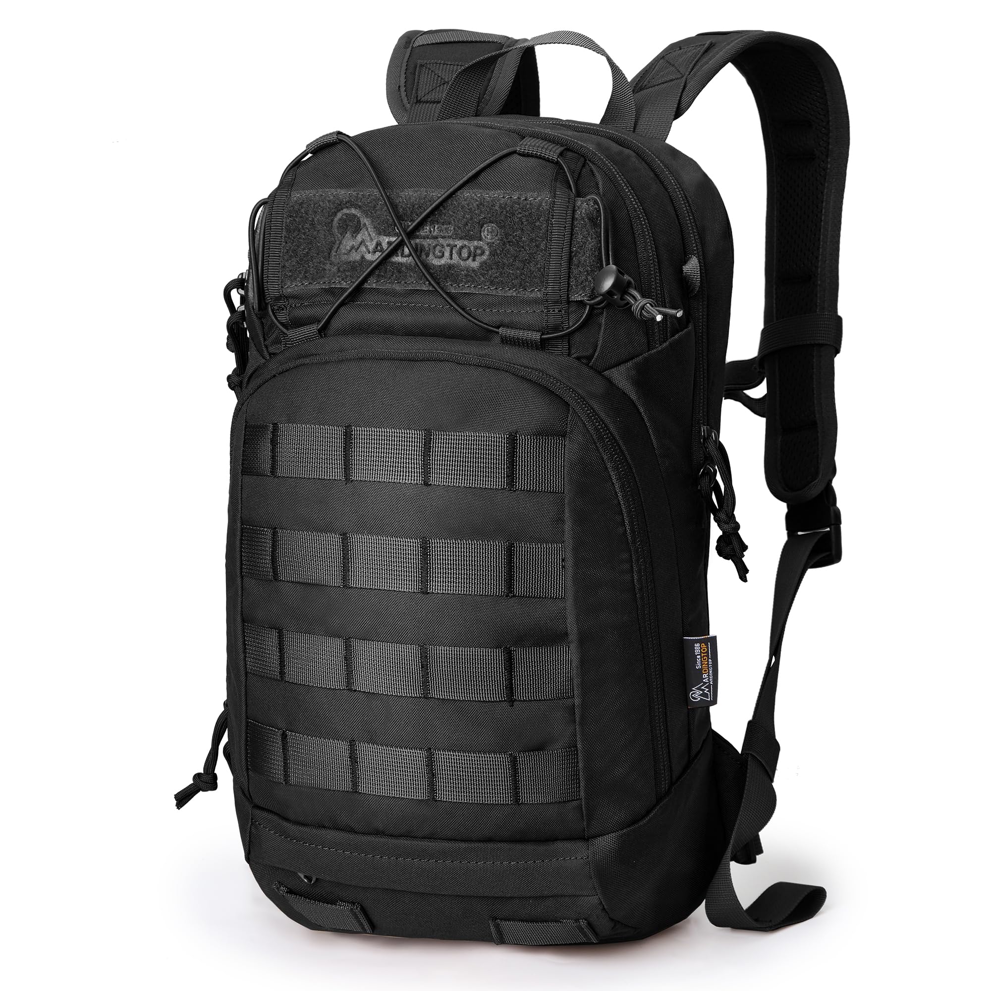 Mardingtop Sac à dos de vélo de 15 l pour homme et femme - Panneau arrière en maille respirante avec système MOLLE pratique et support de casque pour les randonnées à vélo, la randonnée, la course à