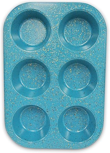 Miniatura 3 de casaWare Horno tostador de 6 tazas para magdalenas, antiadherente, revestimiento de cerámica (granito azul)