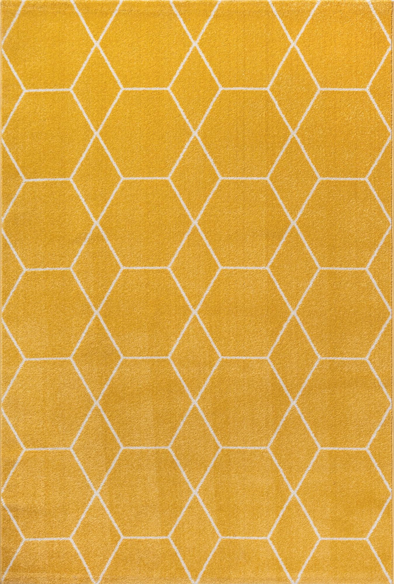 SANAT Wohnzimmerteppich – Pflegeleicht, für jeden Raum geeignet – Öko-Tex zertifizierter Flächenteppich – Trellis Muster, Gelb, 160 x 230 cm