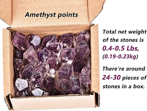 Miniatura 2 de JIC Gem 24-30 cristales curativos de amatista a granel de 0.4 a 0.5 libras, piedras en bruto, punto de amatista a granel, chips de amatista a
