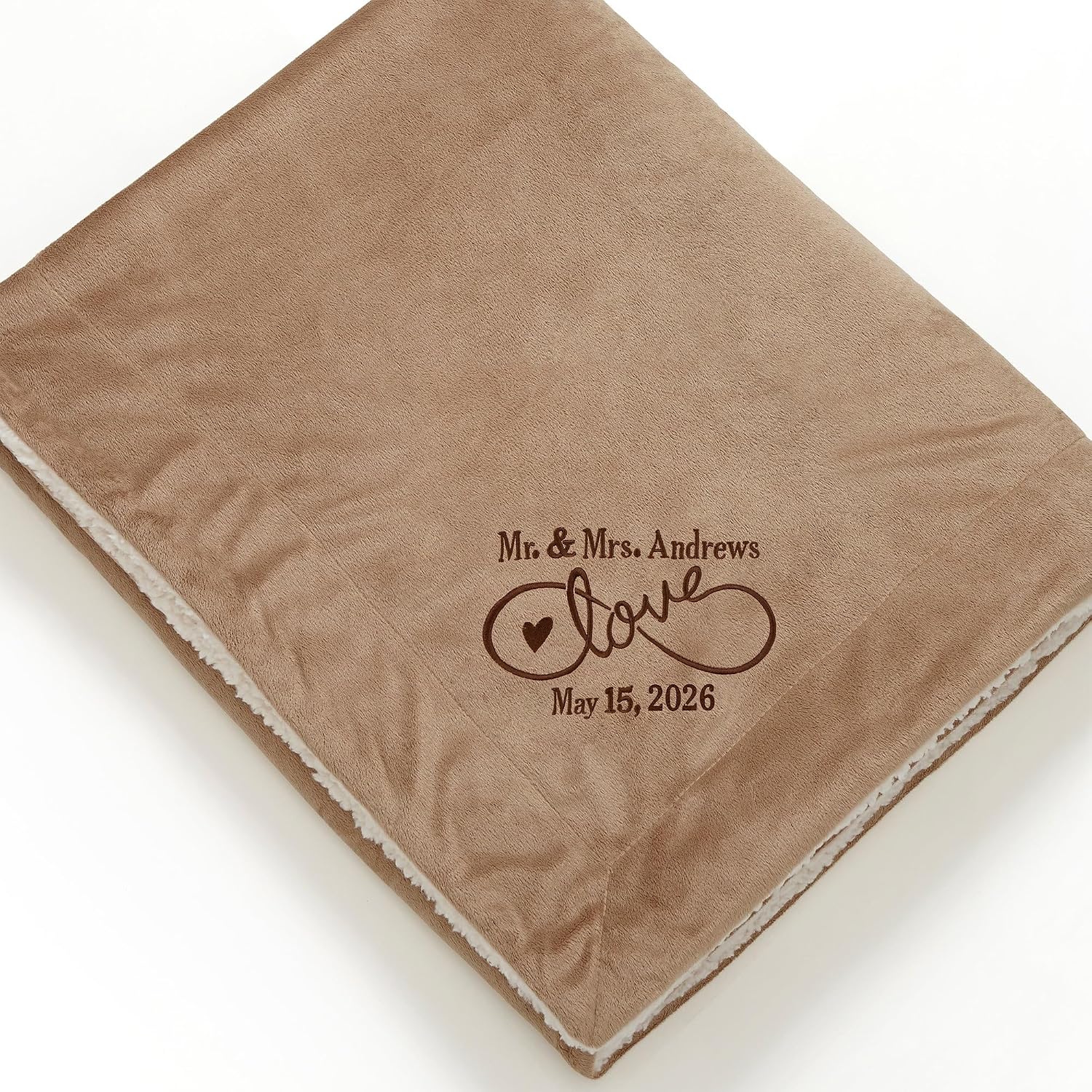Personalization Universe Warmhearted Wedding Embroidered 60" x 72" Sherpa Blanket