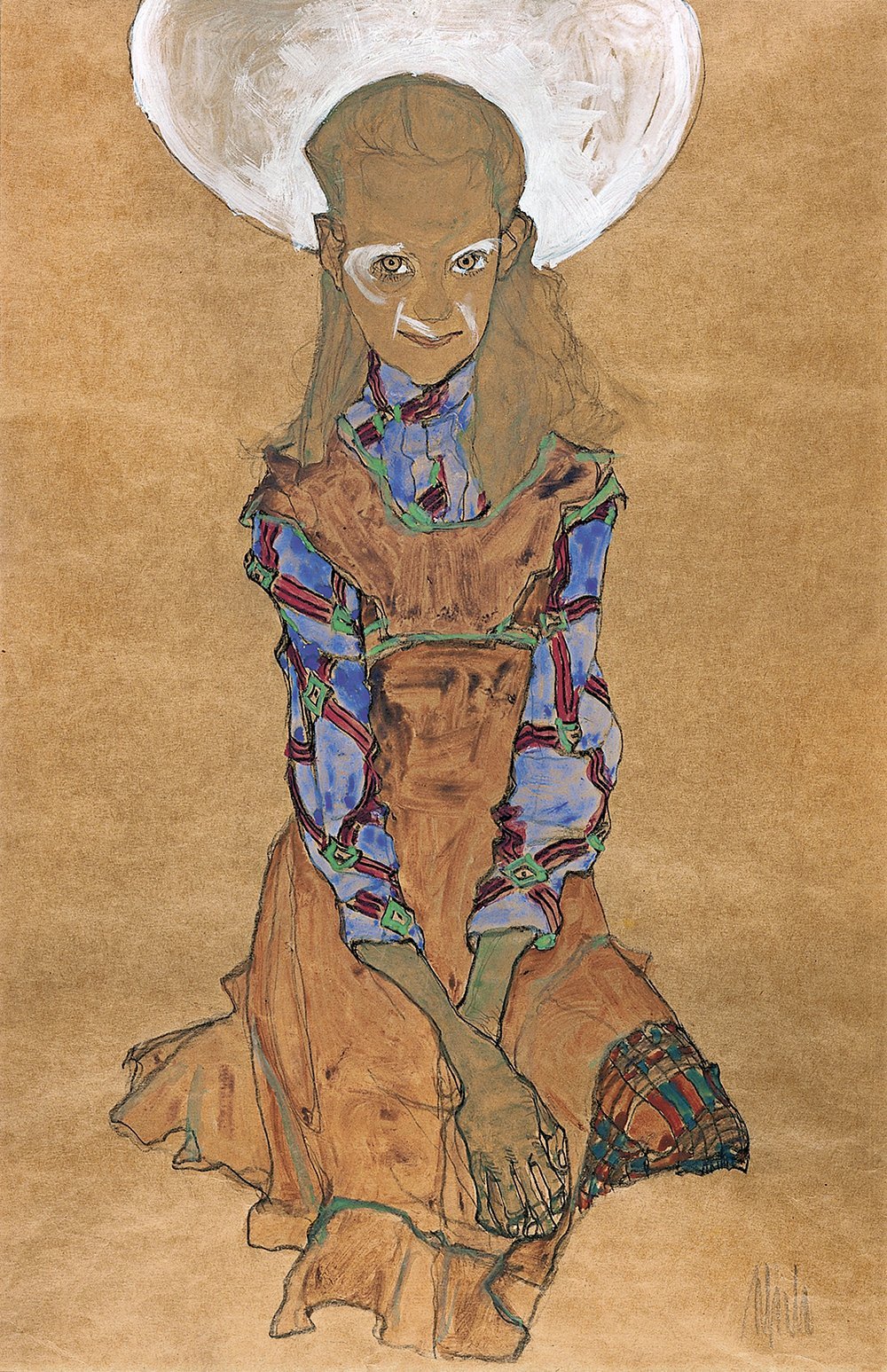 Cuadro de Egon Schiele - Blue Arms, lámina mate de tamaño mediano para pared 1