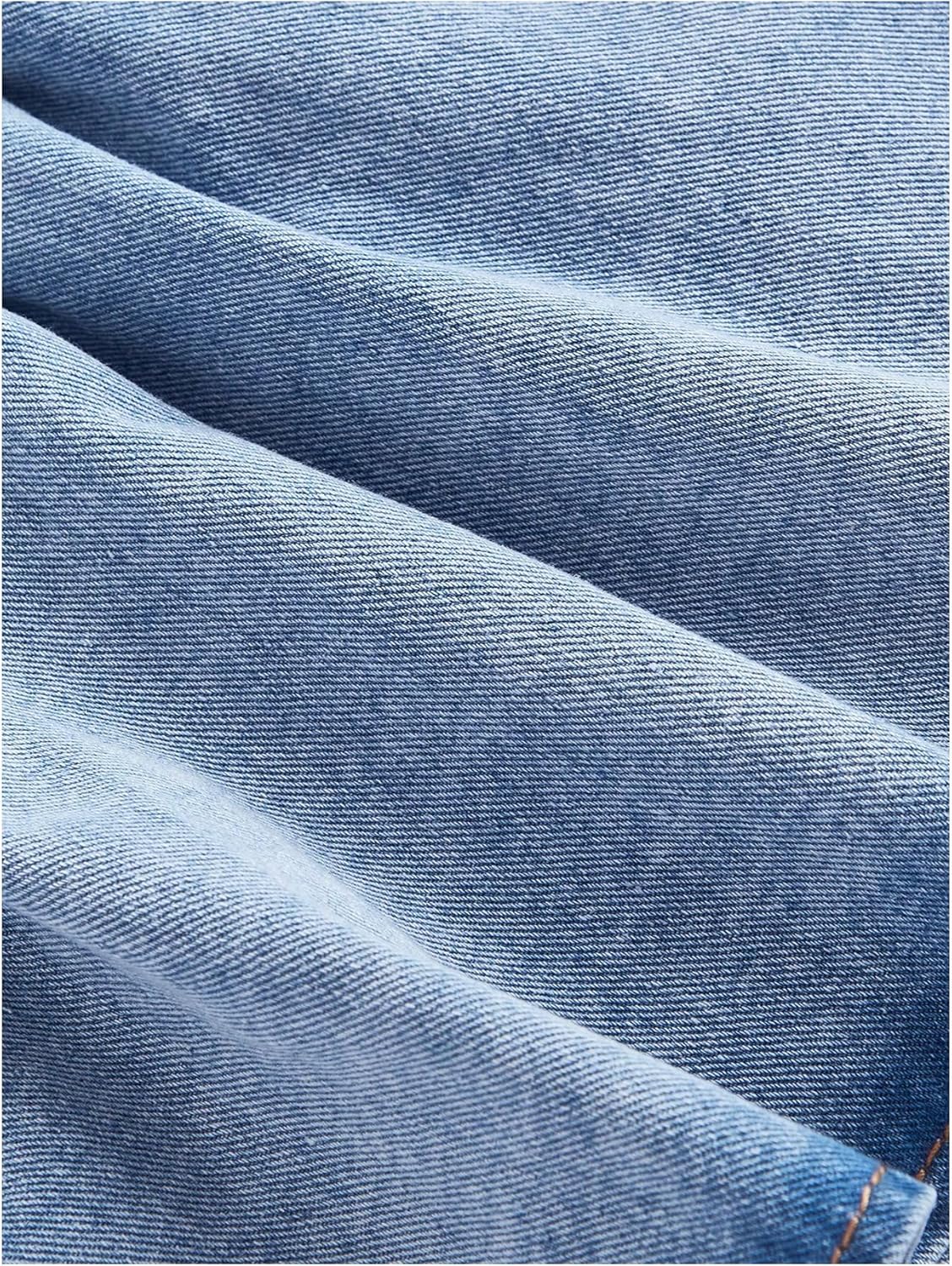 WDIRARA Women's Plus Size Bow Mini Denim Skirt Layered Ruffle Elastic Waist A Line Jean Skirts - Image 3