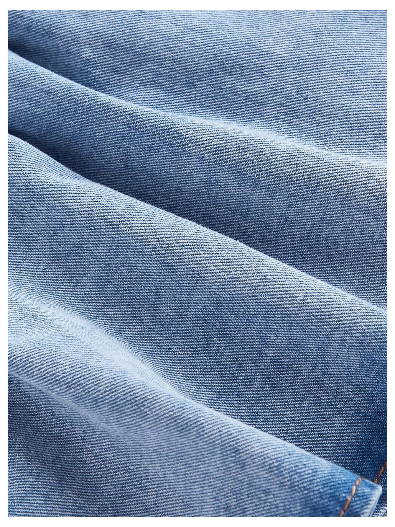 WDIRARA Women's Plus Size Bow Mini Denim Skirt Layered Ruffle Elastic Waist A Line Jean Skirts: XX-Large Plus Light Wash