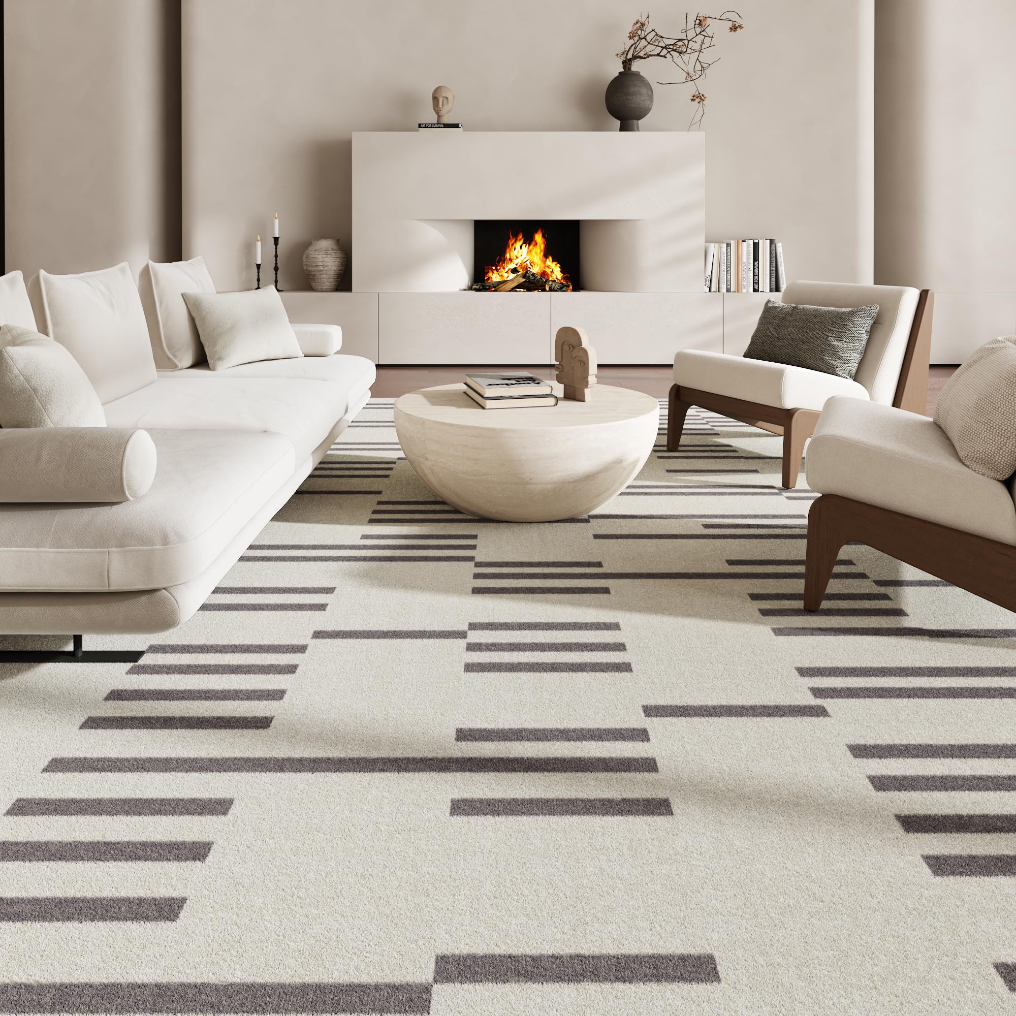 Miro Modern Spill-Proof 9x12 Washable Area Rug - Cozy Soft Faux Wool