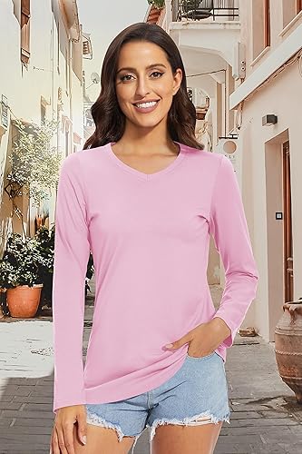 Miniatura 2 de TACVASEN Long Sleeve Shirts for Womens Casual Tops V-Neck Shirts Soft Tee Shirts V Neck T Shirts Cotton Tops