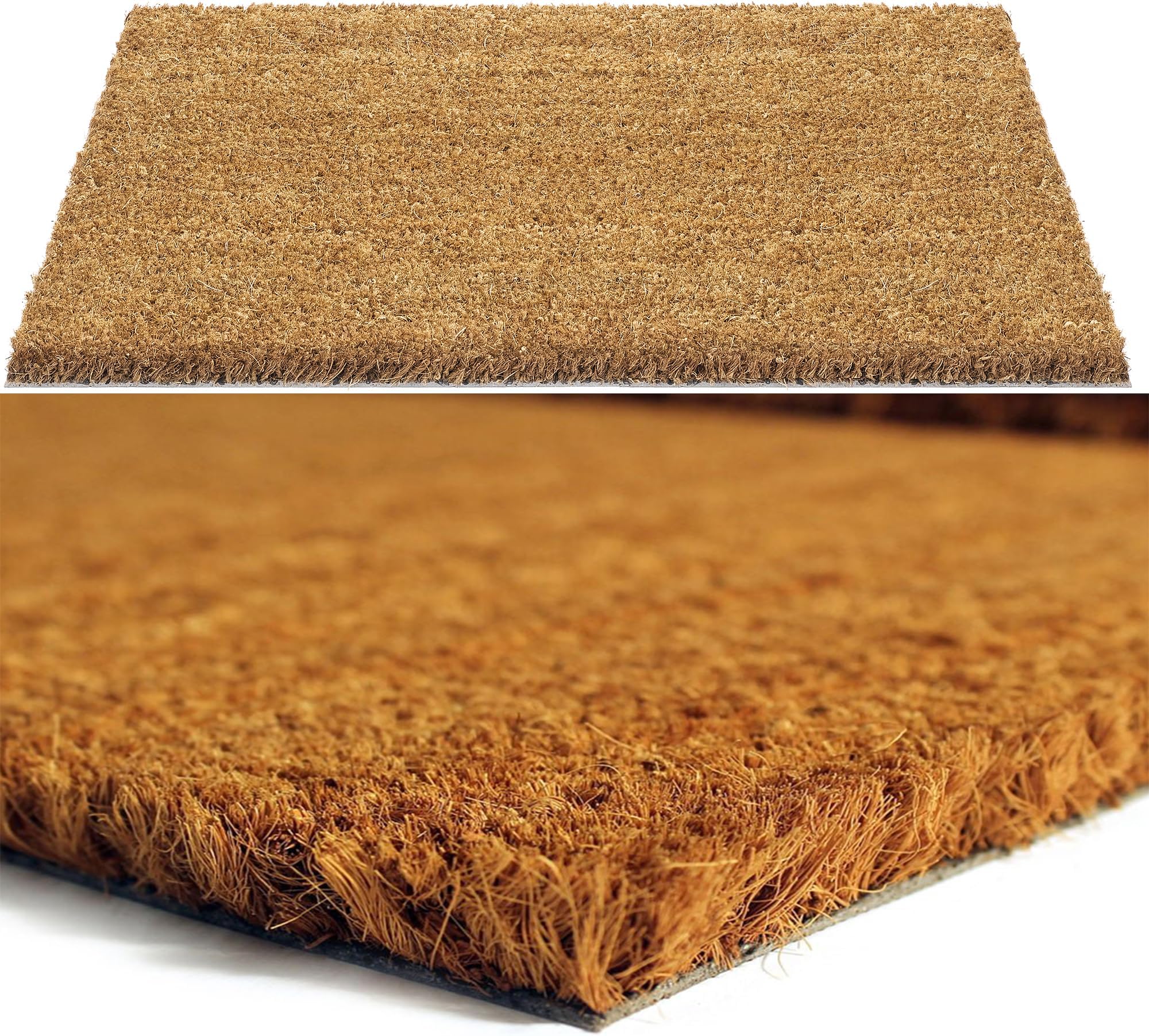 AQS INTERNATIONALExtra Large Natural 100% Coir Door Mat - Coconut Entrance Matting, Dirt Trapper, Non Slip Door mats PVC Backing, Outdoor & Indoor Rug, Welcome Doormat (60x90cm)