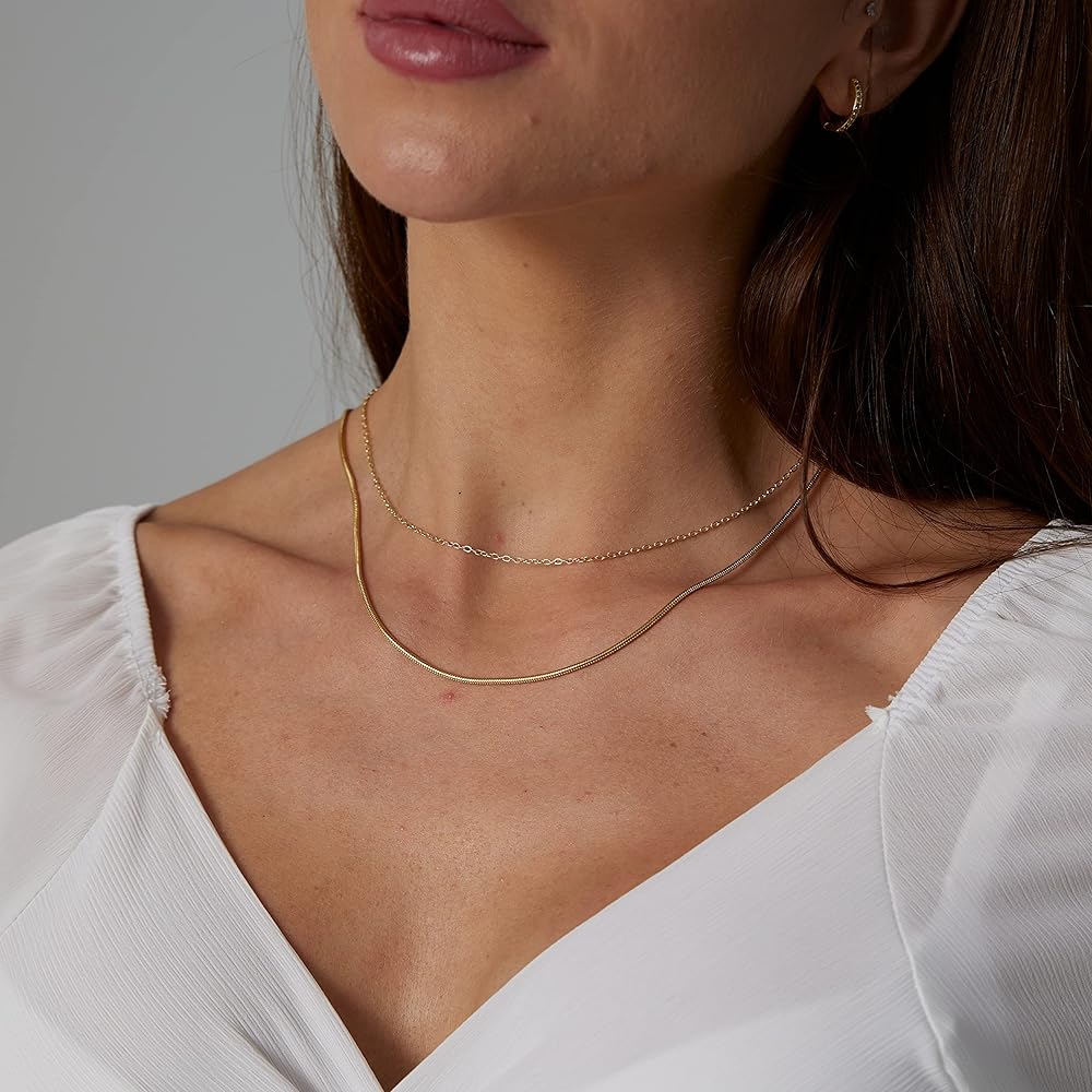 Amazon.com: Tasiso 14K Gold Plated Herringbone Choker