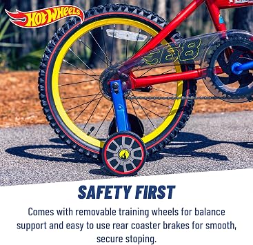 Dynacraft Hot Wheels BMX Bike for Boys, 12-18 Inch Kids Bike, Ages 3-9, Rev Grip Handlebar Feature, Red & Black
