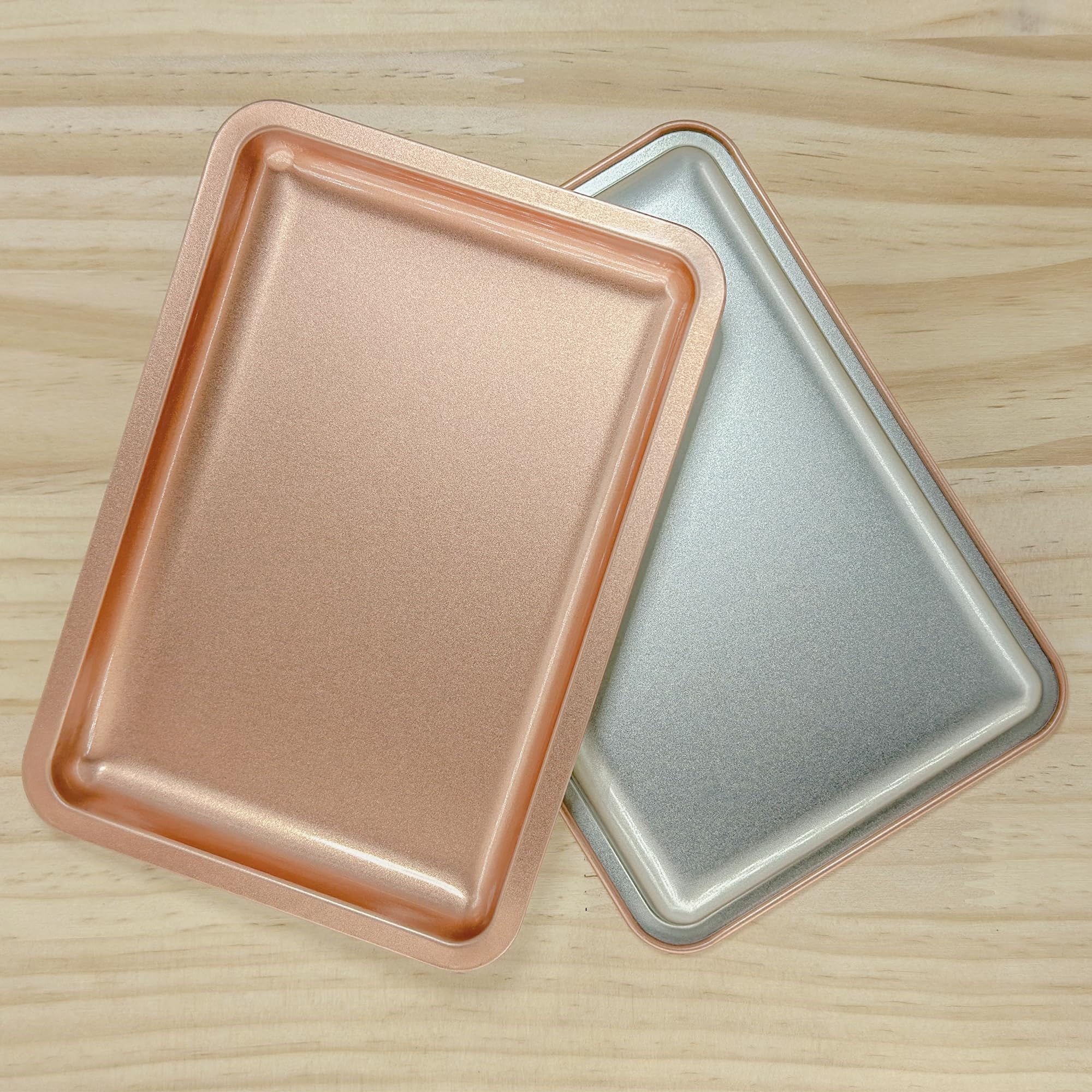 2 PCS Stainless Steel Square Trays,Trinket Serving Trays (Gold) - Image 3
