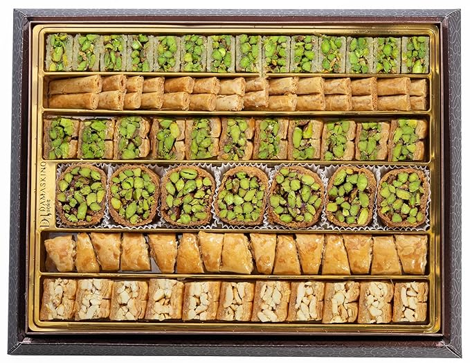 Amazon - Damaskino Home Assorted Baklava – 750g Cashew and Pistachio Baklava Pastry with Real Nuts – Authentic Baklava Dessert in Luxurious Box – Fine Ingredients – Delicious and Sweet Baklava Boxes for Family and Friends