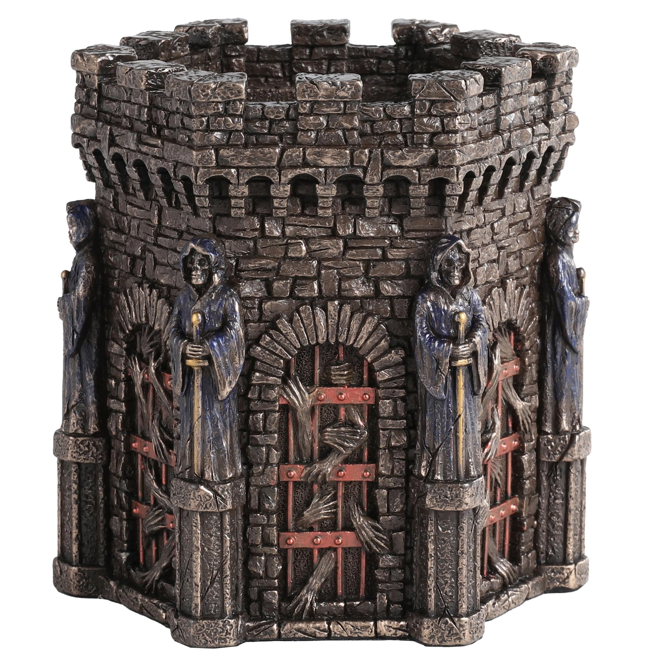 Porte-stylo gothique en résine bronze Veronese Design pot à crayon fantaisie 12cm