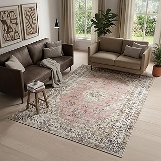nuLOOM Teja Peach Medallion Washable Area Rug, 9' x 12'