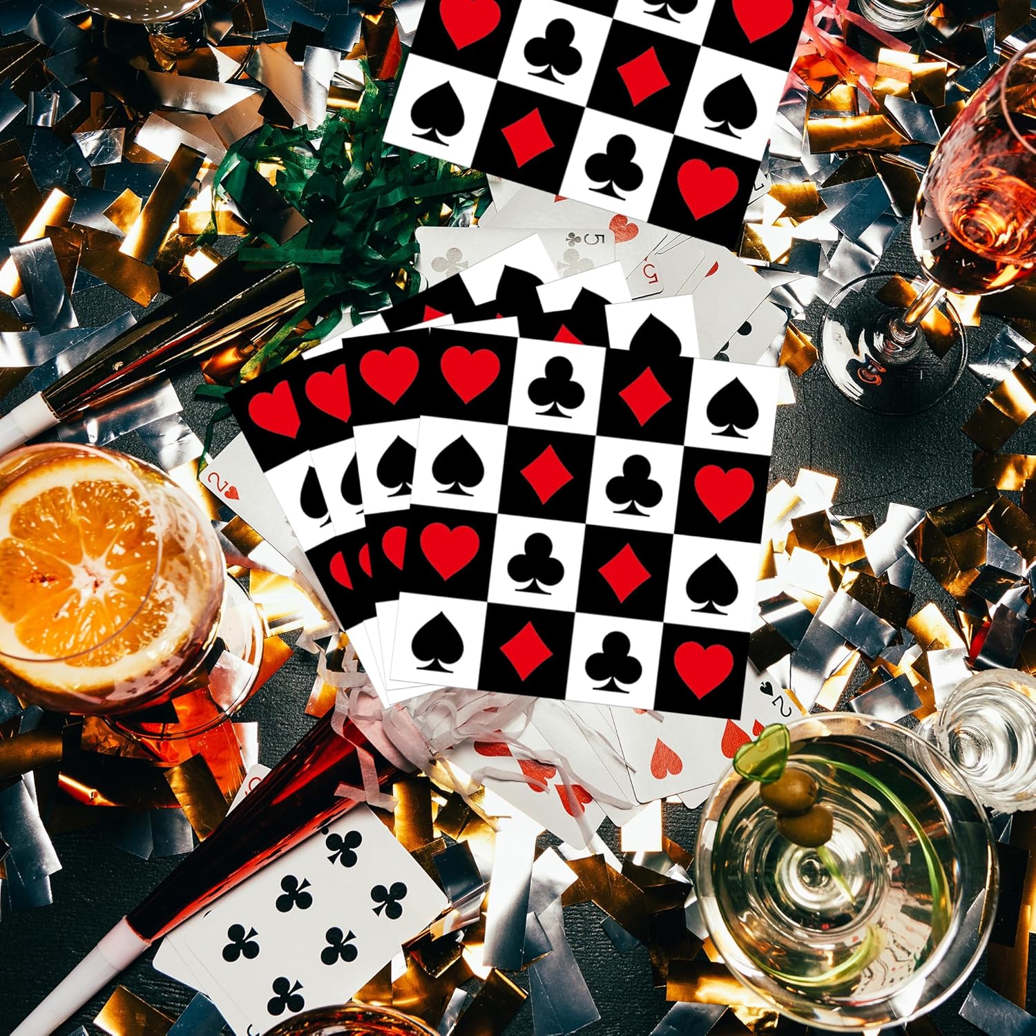200Pcs Casino Poker Card Party Napkins Las Vegas Theme Party Paper Napkins Casino Poker Disposable Party Napkins Set Texas Holdem Paper Luncheon Napkins Casino Poker Card Theme Party Supplies