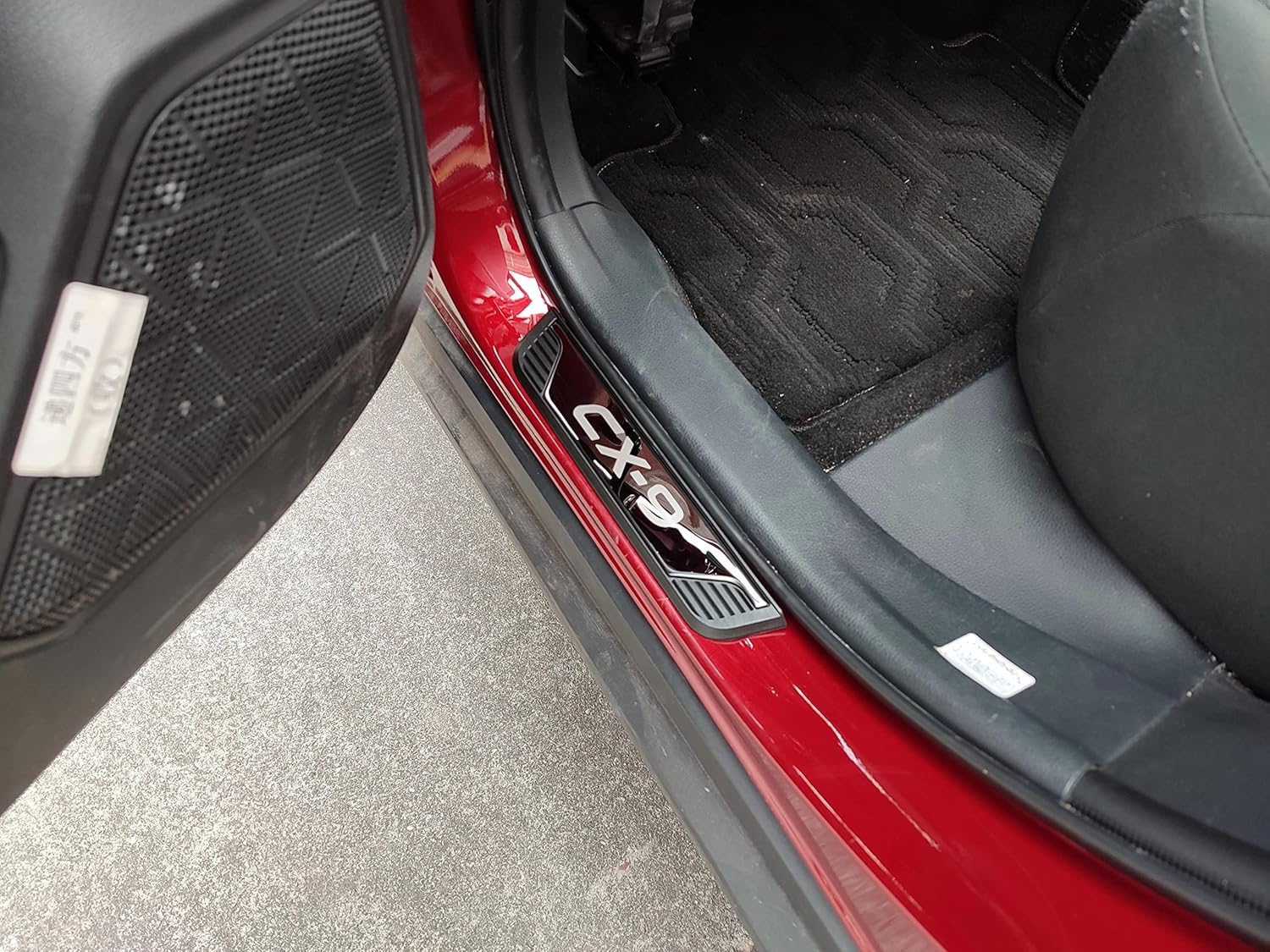 Car Door Sill Scuff Protector, for 2017-2022 Mazda CX-9 Accessories Parts 2013-2022, Steel with abs Plastic Door Entry Guard Plate Trim Cover, Auto Interior Accessory Kick Panels 4pcs/Set (BLACK)