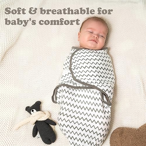 Miniatura 6 de Manta de bebé para niños y niñas, paquete de 3 pañales de tamaño mediano para recién nacidos de 0 a 3 meses, saco de dormir ajustable para bebés,