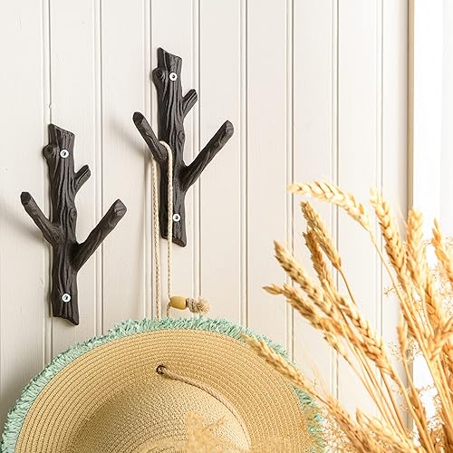 Miniatura 6 de Giftcraft Juego de 2 ganchos decorativos de rama de árbol, ganchos de pared de 3 ganchos, estante para toallas, chaquetas, sombreros, ganchos de