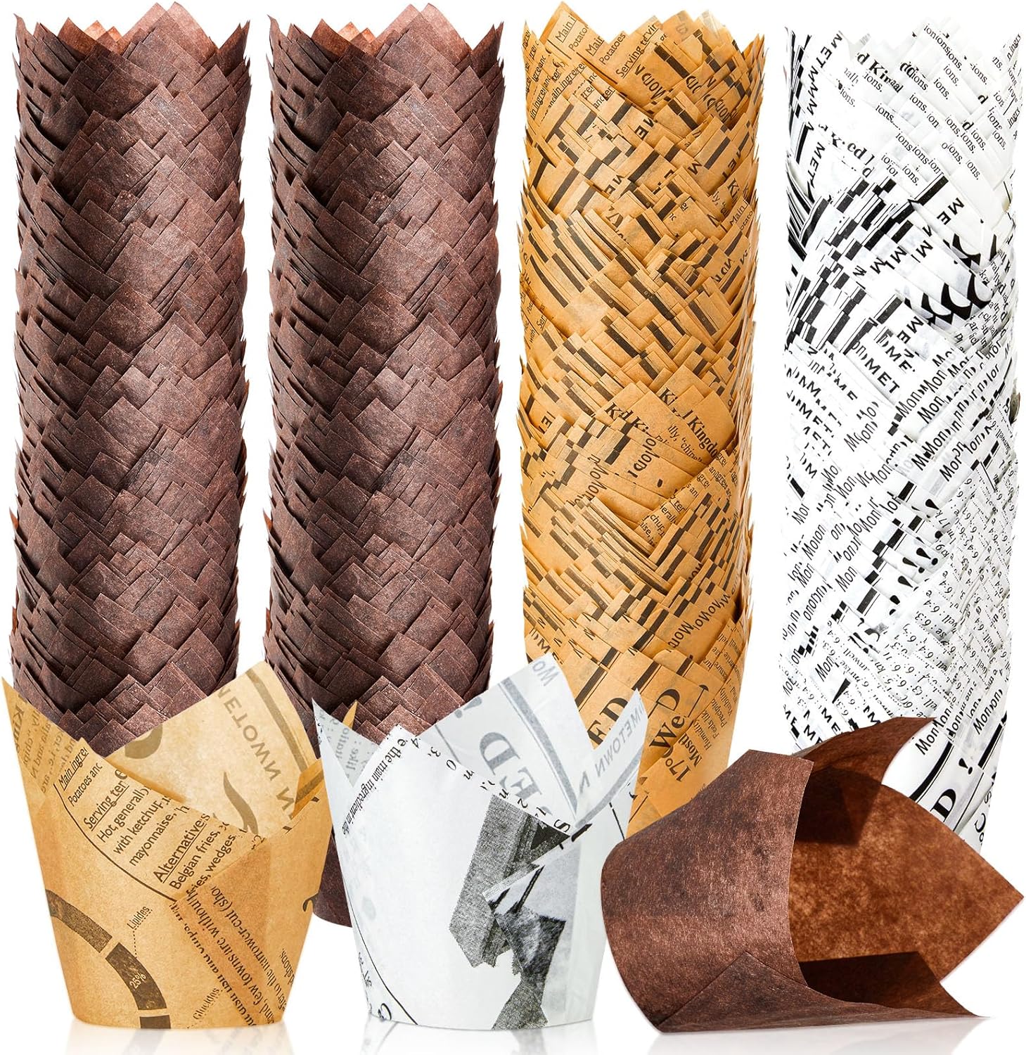 800 Pcs Tulip Cupcake Liners Baking Cups Muffin Baking Cupcake Liners Wrappers Greaseproof Tulip Cups Holders for Party Wedding Birthday Baby Showers(Solid,Classic Style)