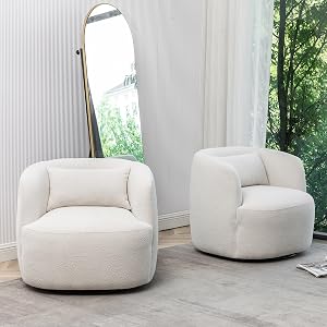 Bedroom Accent Chairs We're Absolutely Obsessed With (All on Amazon) KINWELL Beige Boucle Swivel Barrel Chair