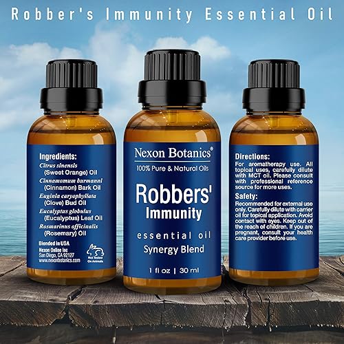 Miniatura 5 de Robbers' Immunity - Mezcla de aceites esenciales de 1.0 fl oz, comparable al aceite esencial On Guard, aceite esencial de refuerzo inmunológico,