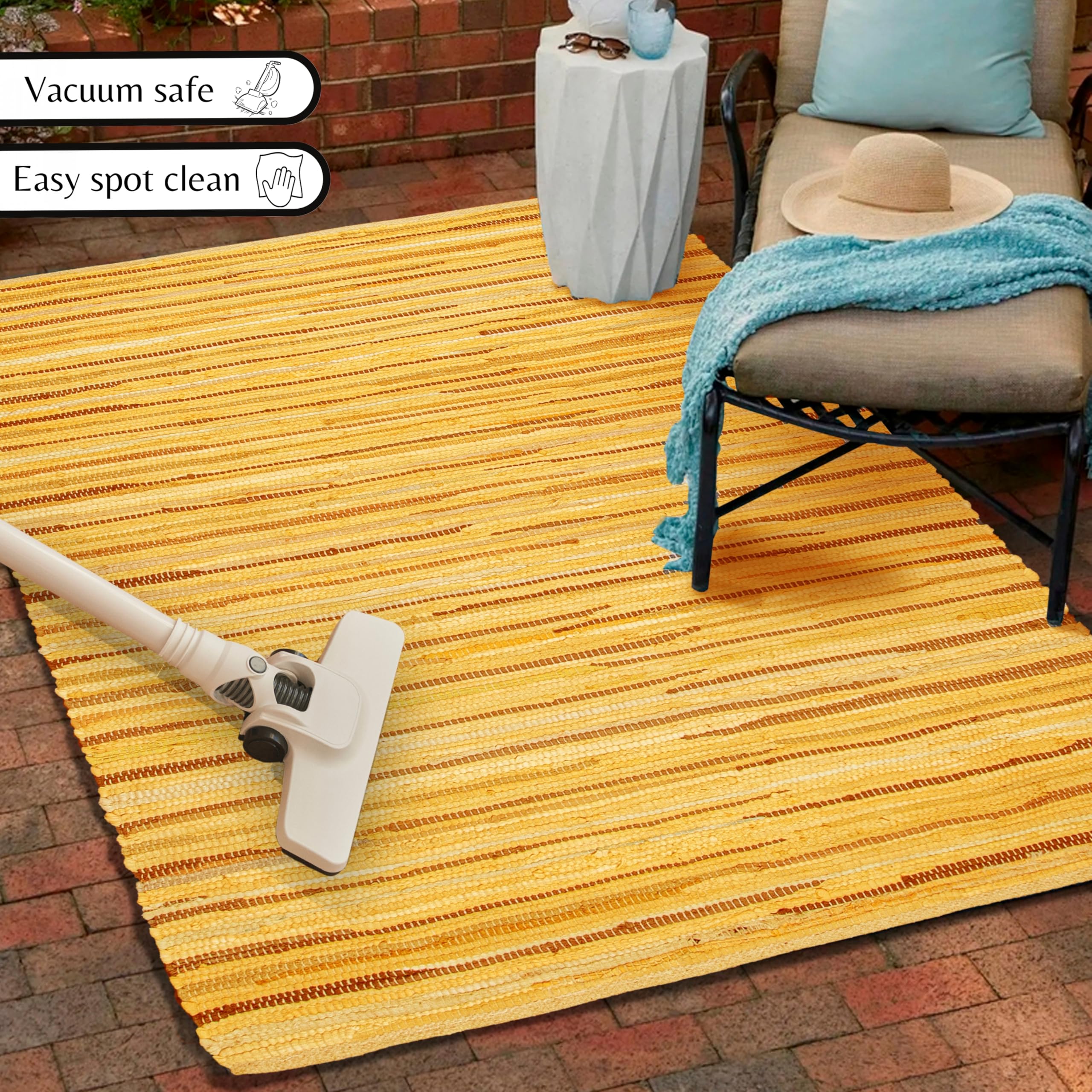 Ramanta Home Tapis Chindi en coton tissé à la main 0,9 x 1,5 m – Moutarde