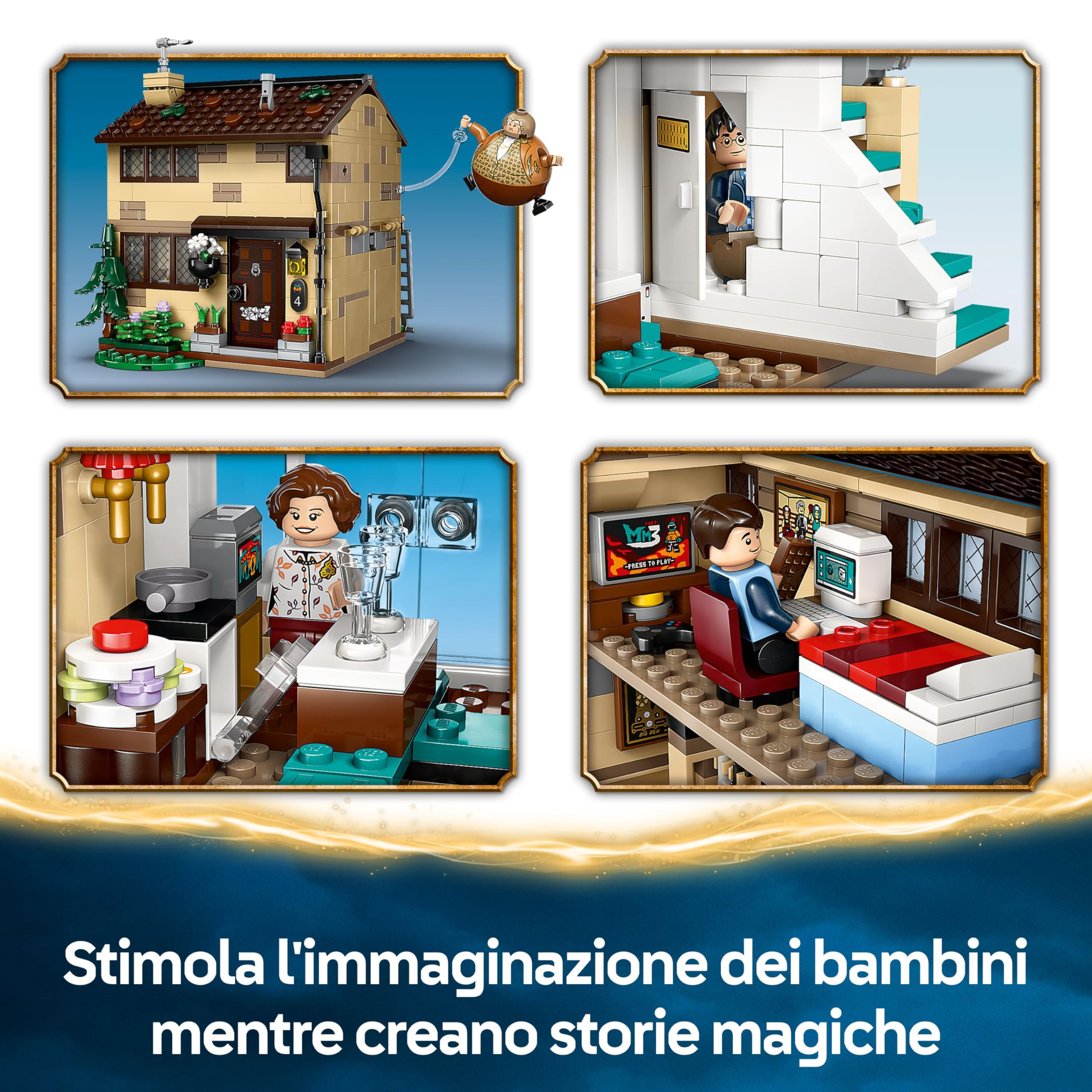 LEGO Harry Potter Privet Drive: la Visita di zia Marge - Casa Giocattolo con Interni Dettagliati, 5 Minifigure e Figura Gonfia di Zia Marge - Regalo per Bambine e Bambini da 8 Anni - 76451