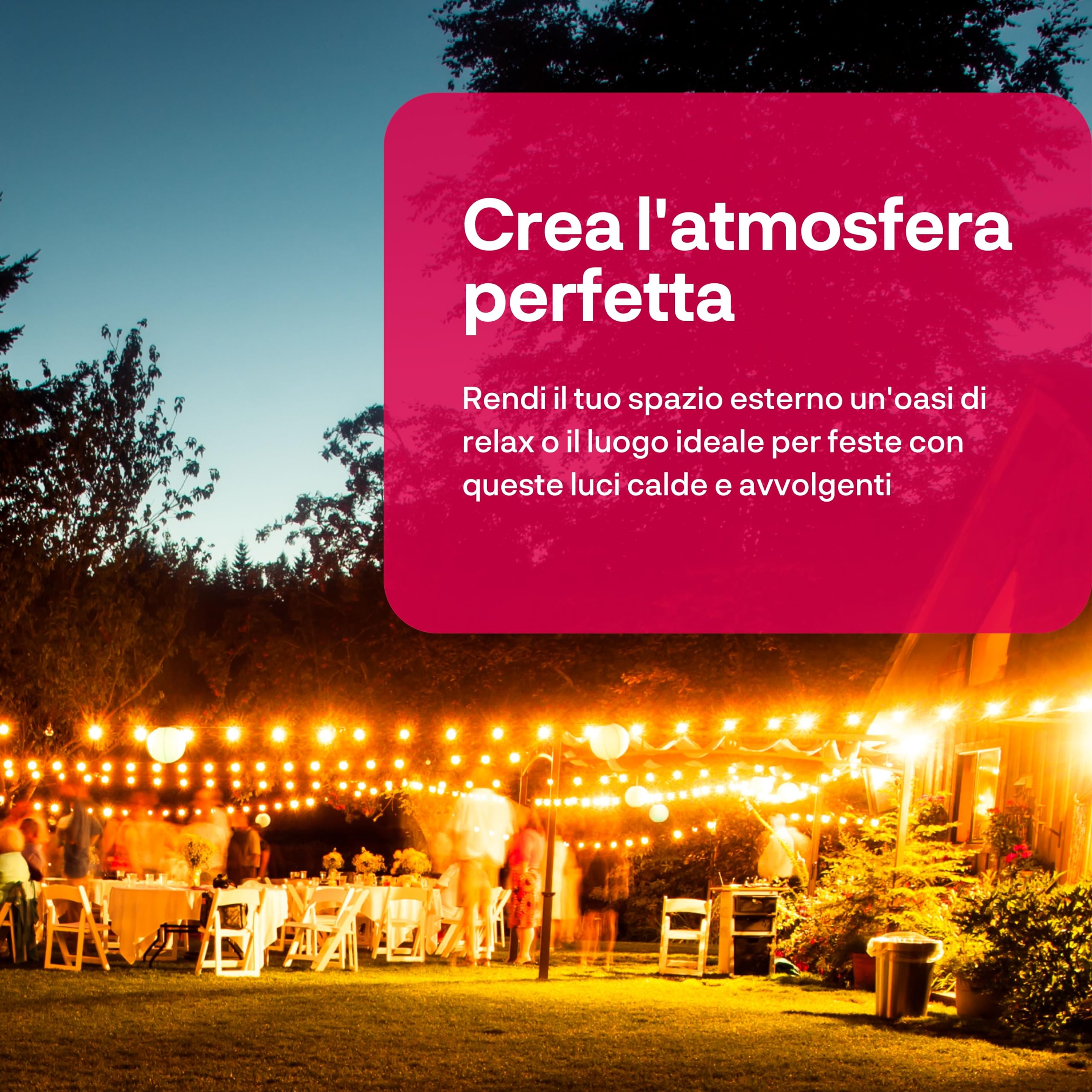 innr Catena Luminosa LED Smart 8m, 16 Lampadine, per Hue* e hub Zigbee | Bianca Calda 2200 K, Luci da Esterno per Giardino e Terrazza, Dimmerabile, Set Completo