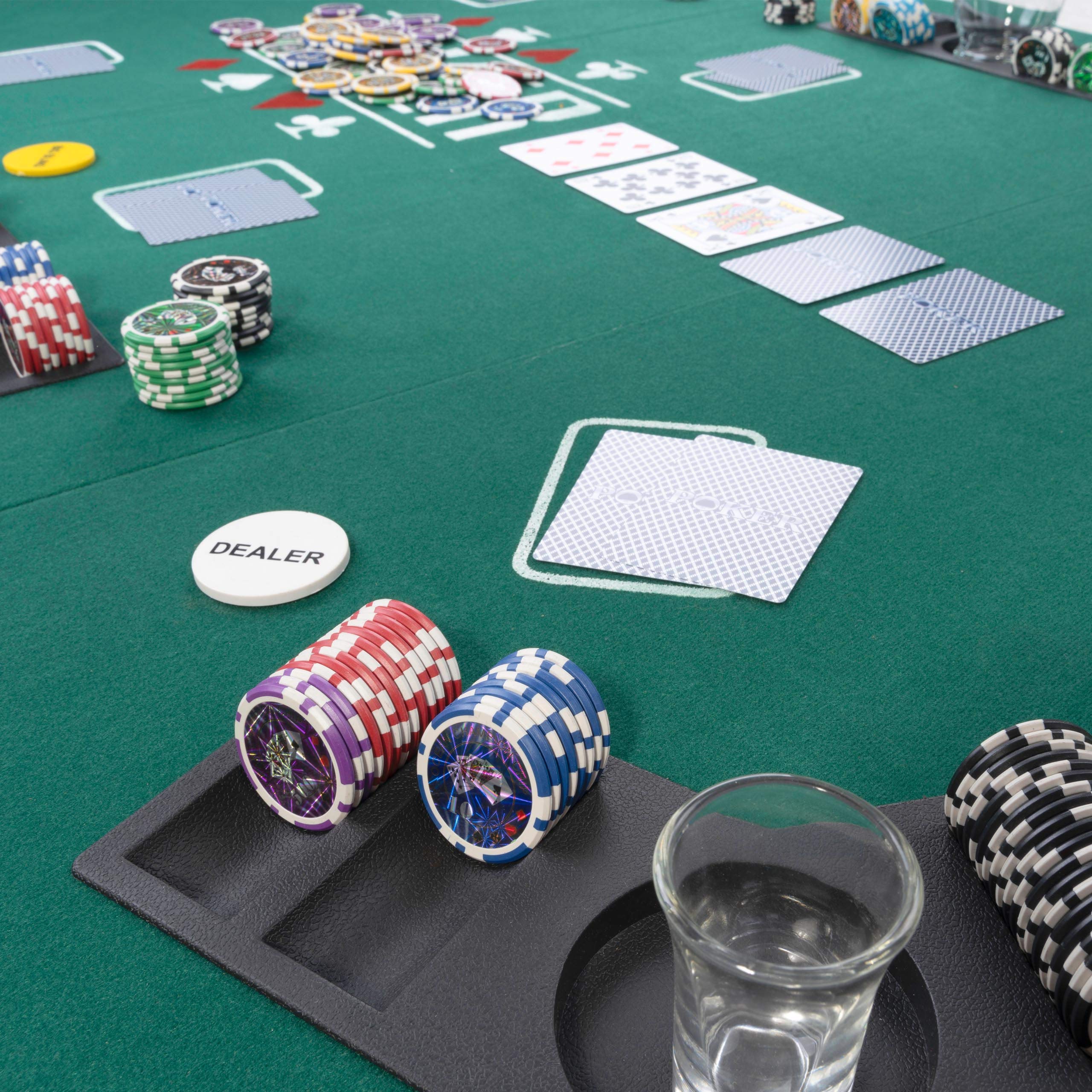Faltbare Tischauflage Casino Pokertisch Pokerauflage Holzverstärkt 200 x 90 cm Chiptray Getränkehalter Black Jack Texas Holdem