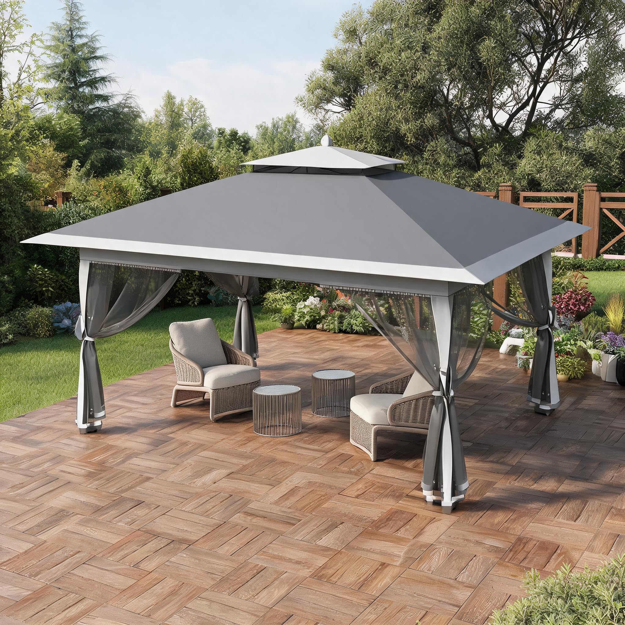Pavillon 3.6x3.6m Mit Doppeltem Belüftungsdach Für Den Garten