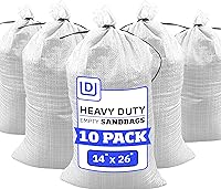 Vista 30 de DURASACK Bolsas de arena resistentes con cuerdas de amarre, bolsas de arena de polipropileno tejidas vacías para control de inundaciones con 1600