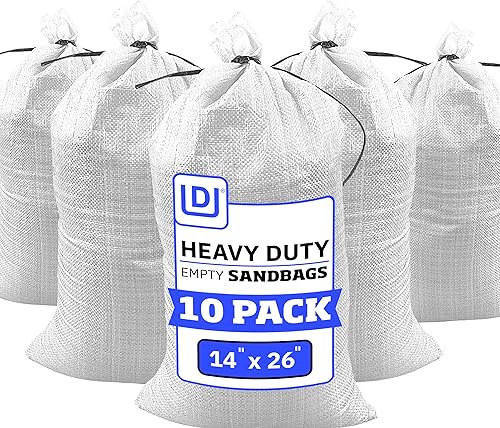 Miniatura 30 de DURASACK Bolsas de arena resistentes con cuerdas de amarre, bolsas de arena de polipropileno tejidas vacías para control de inundaciones con 1600