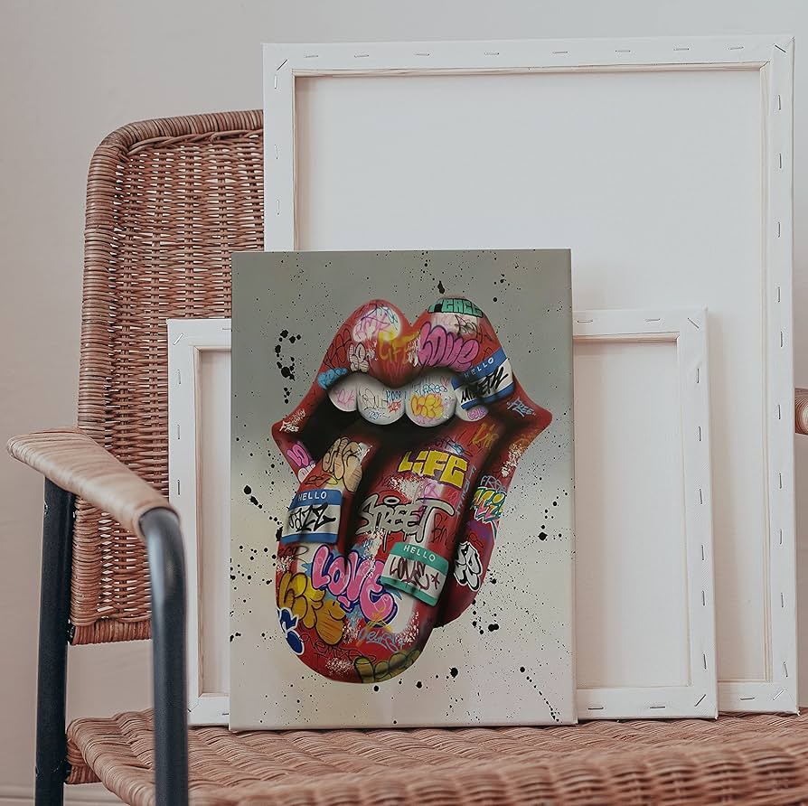 ストーン　アートパネル　ブランド　アート　絵画　絵　ポスター　壁掛け　リップ　唇 ストーン アートパネル ブランド アート 絵画 絵 ポスター