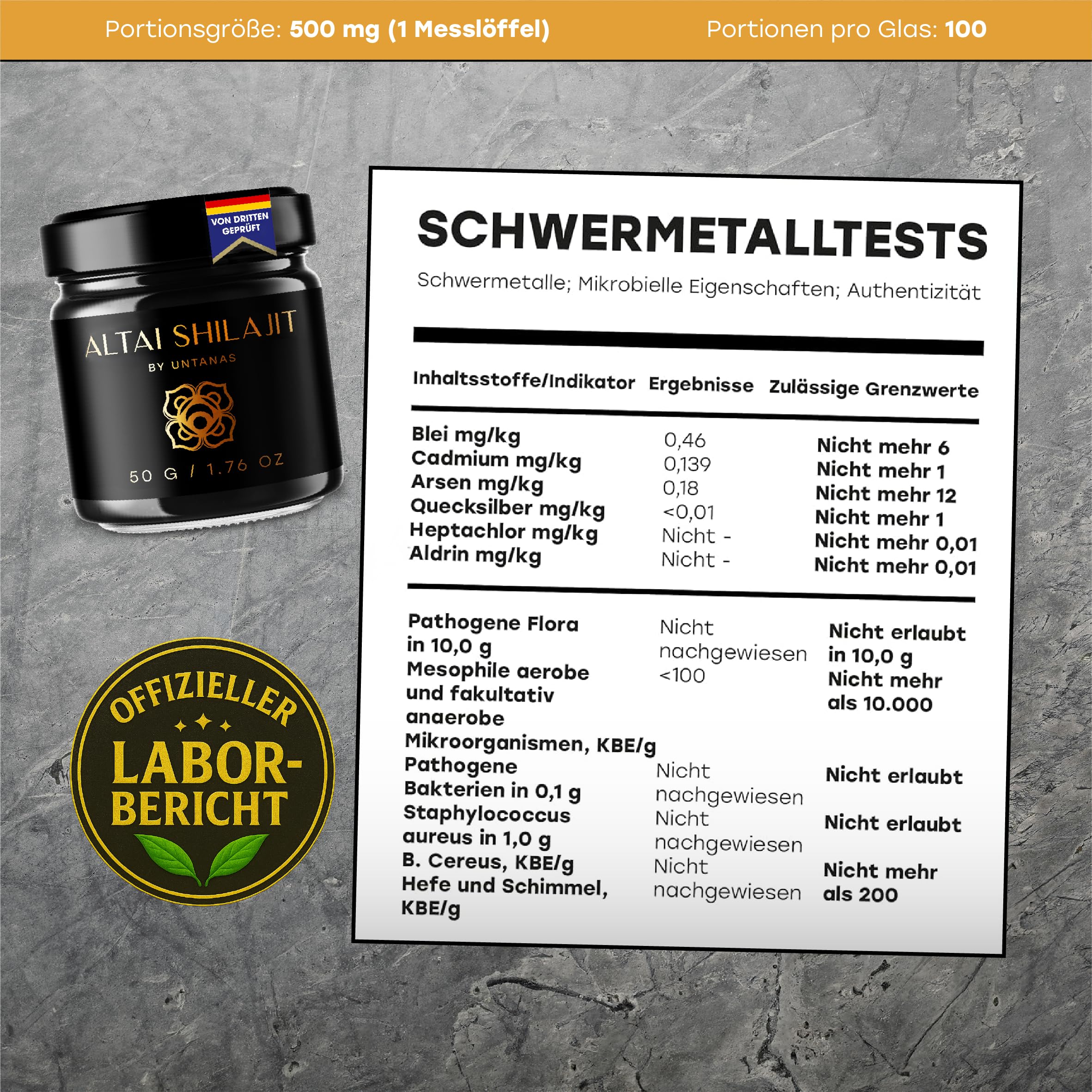 Altai Shilajit-Harz - 50g Hochdosiertes Reines Shilajit, 87+ Mineralien, Fulvinsäure - Schwermetallgeprüft & Kaltwassergefiltert - Natürlich - Für mehr Balance und Vitalität - 4 hat