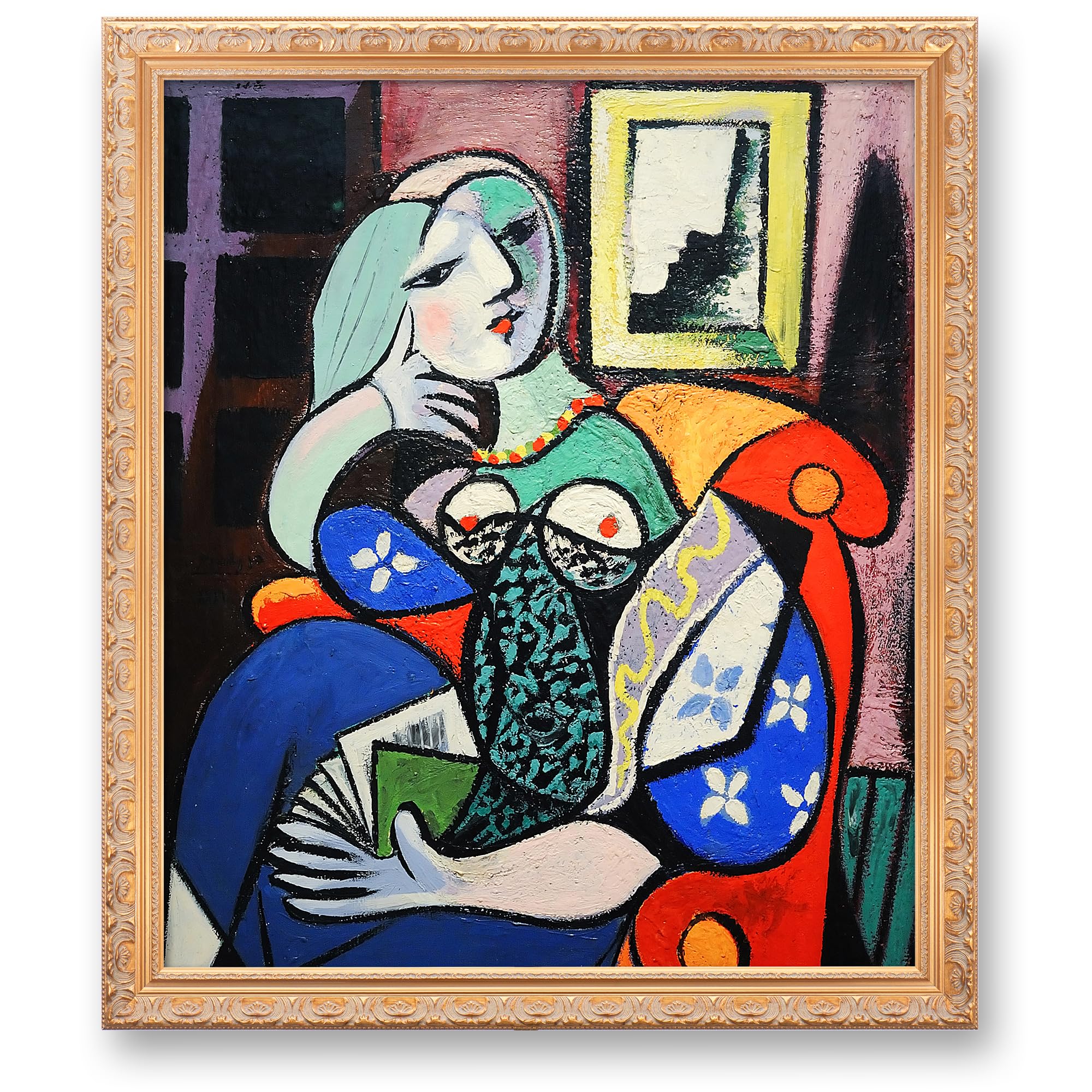 Amazon.com: Woman with Book by Pablo Picasso Solid Wooden Framed