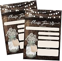Your Main Event Prints 20 Rustic Country Wood Barrel Invitations - Fill-In 5x7 Invites for Weddings, Showers, Birthdays, Parties