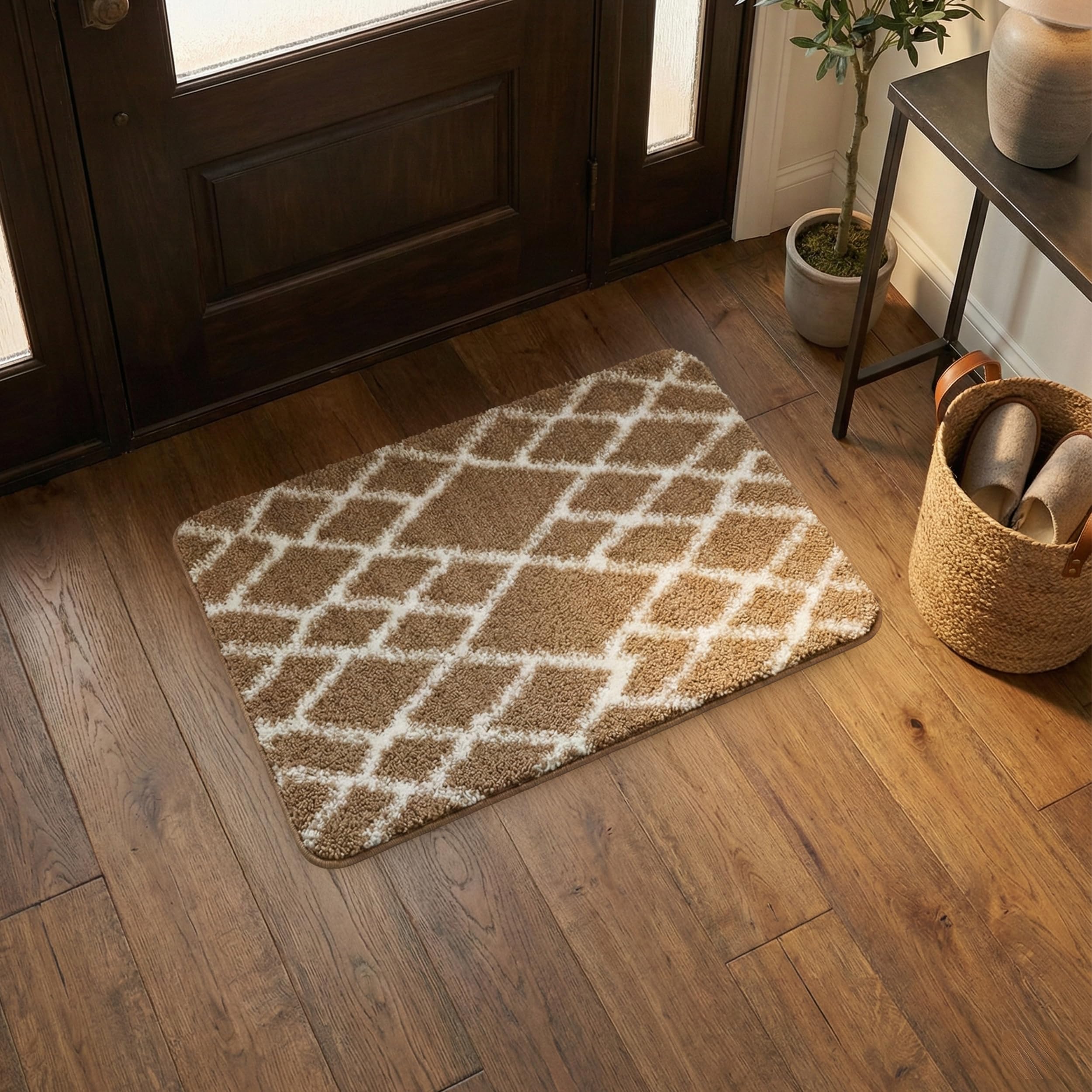 Nest & Nibble Beige Indoor Door Mat 60 x 90 cm – Non-Slip Washable Entrance Rug Soft Absorbent Floor Mat for Front & Back Door, Kitchen, Bedroom, Office, Entryway | Inside Home Essentials Carpet