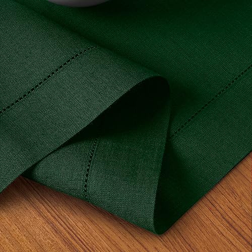 Miniatura 5 de D'Moksha - Camino de mesa navideño - 14 x 60 pulgadas - Verde bosque - Lino 100 % puro con vainica, lavable a máquina - Para decoración festiva de
