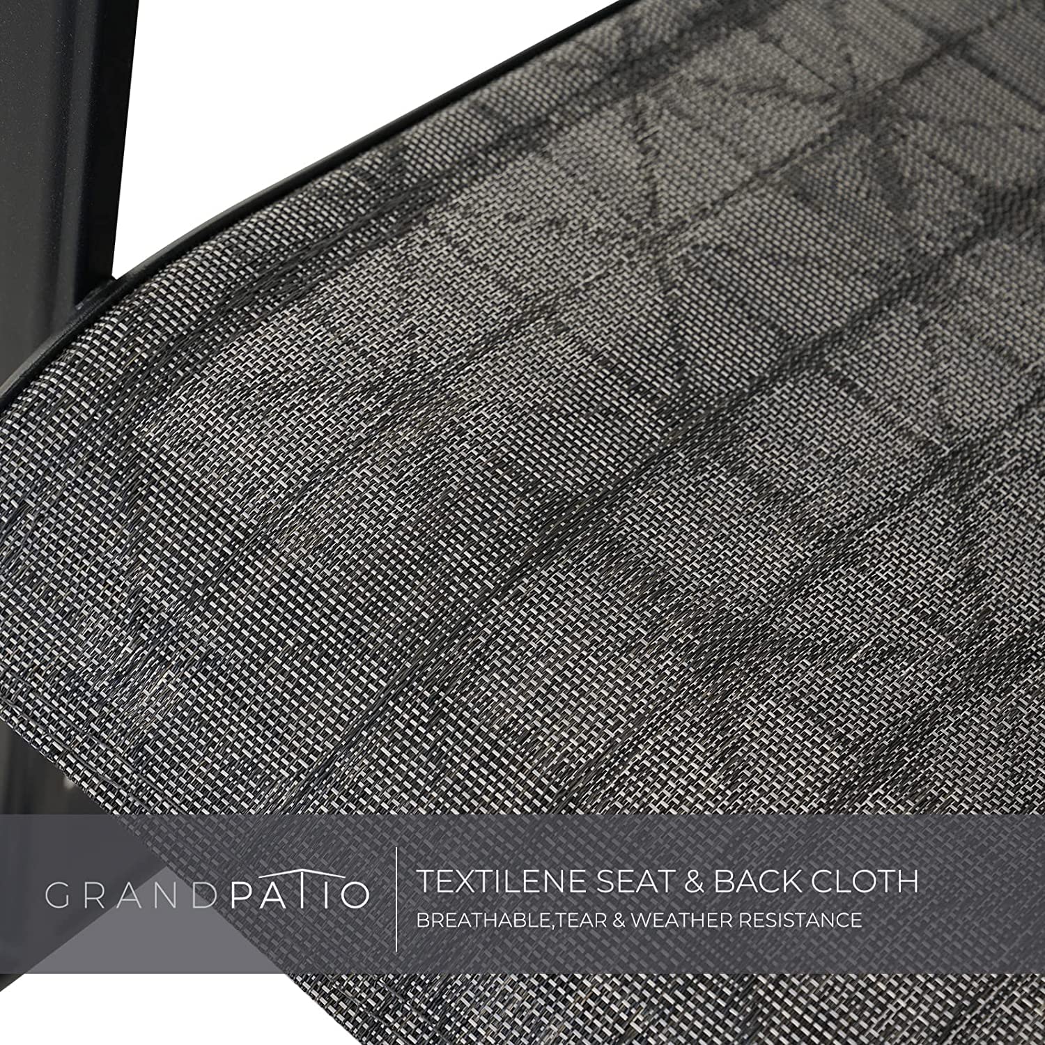 Grand Conjunto de Mecedora de Jardín de 3 Piezas, Tumbona Mecedora de Tejido Textil Transpirable e Impermeable, Tumbona para Jardín, Patio y Balcón(Negro & Tela Escocesa Gris, 3PC)