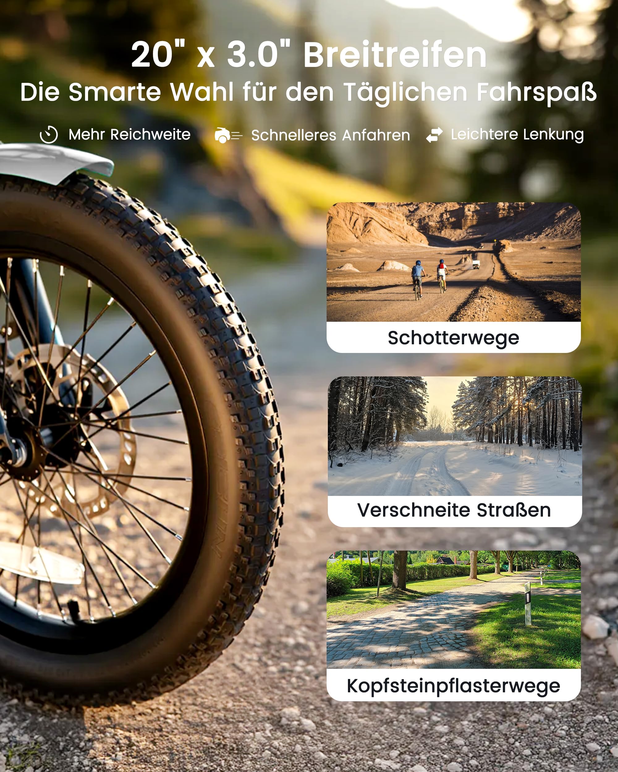 MOONCOOL E Bike Klapprad, 20" Elektrofahrräder für Herren Damen, 36V 20AH Akku, 250W Motor 45 Nm, LCD-Display, IP65 Wasserdicht, 3 Fahrmodi, mit Großen Körben & Fußstützen