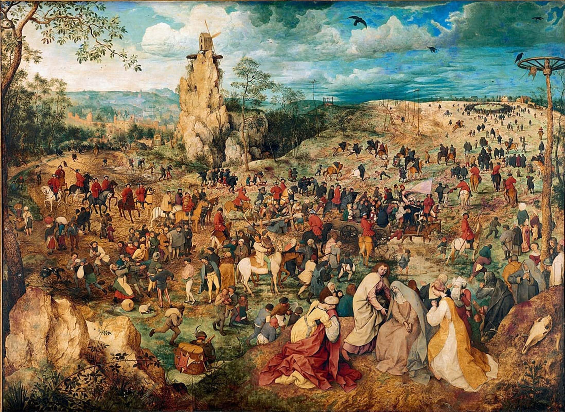 ARTXLXXBN Famous Painting Art Wall Decor Abstract Art Picture Christ Carrying the Cross by Bruegel Animal Pictures for Home Decor 60x90cm
