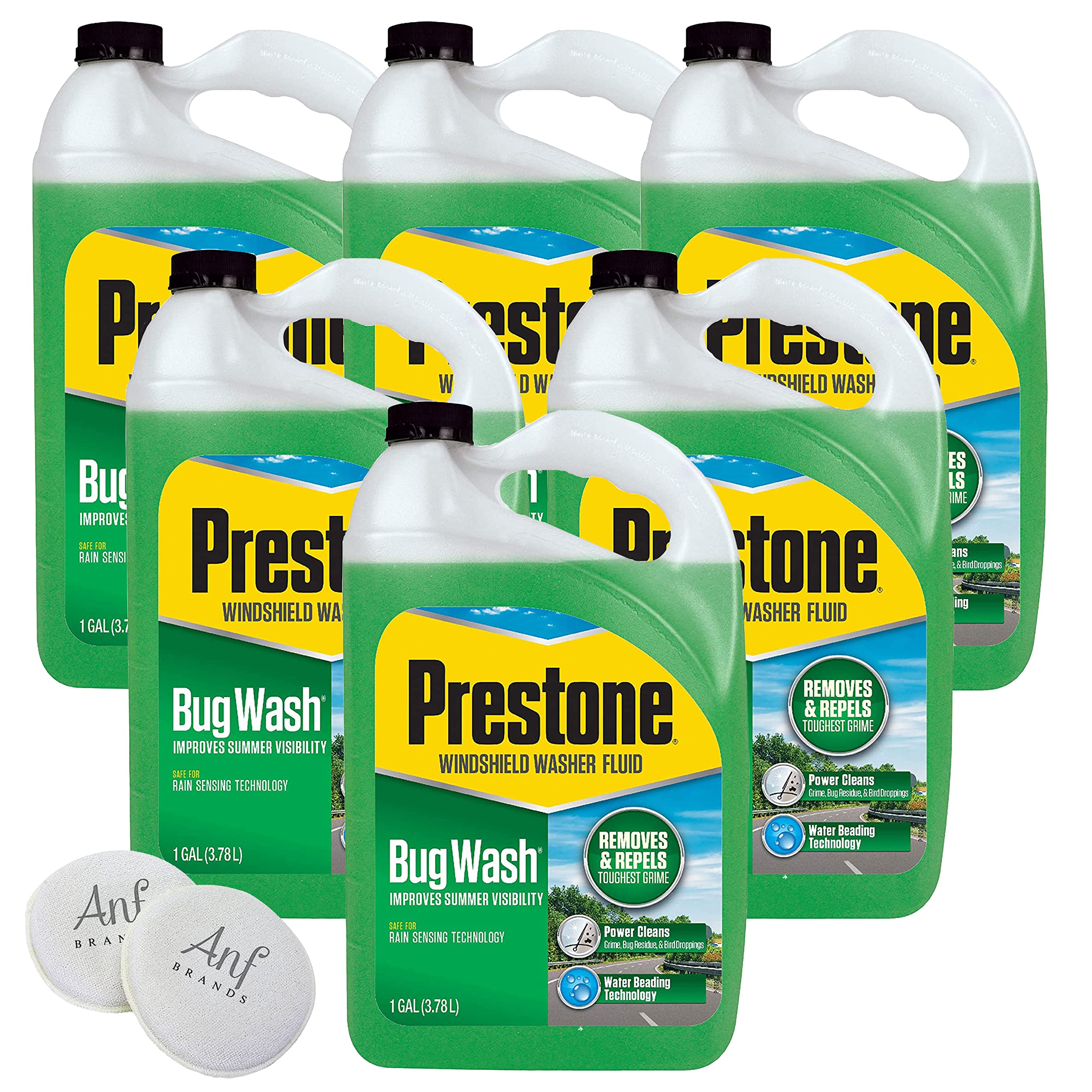 (6 Pack) - Prestone Bug Wash Windshield Washer Fluid, 1 Gallon Sponges