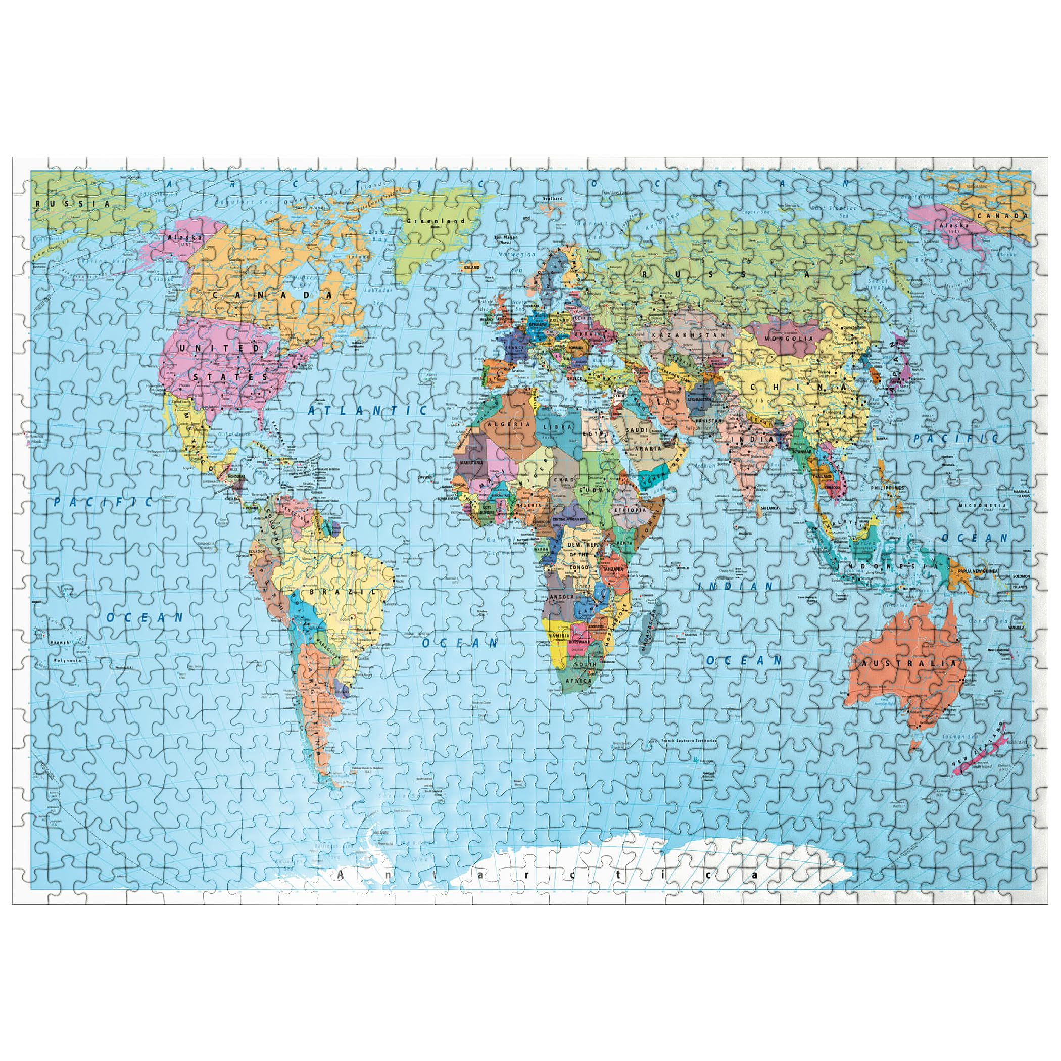 Amazon | MyPuzzle カラー世界地図 - 国境、国、道路、都市