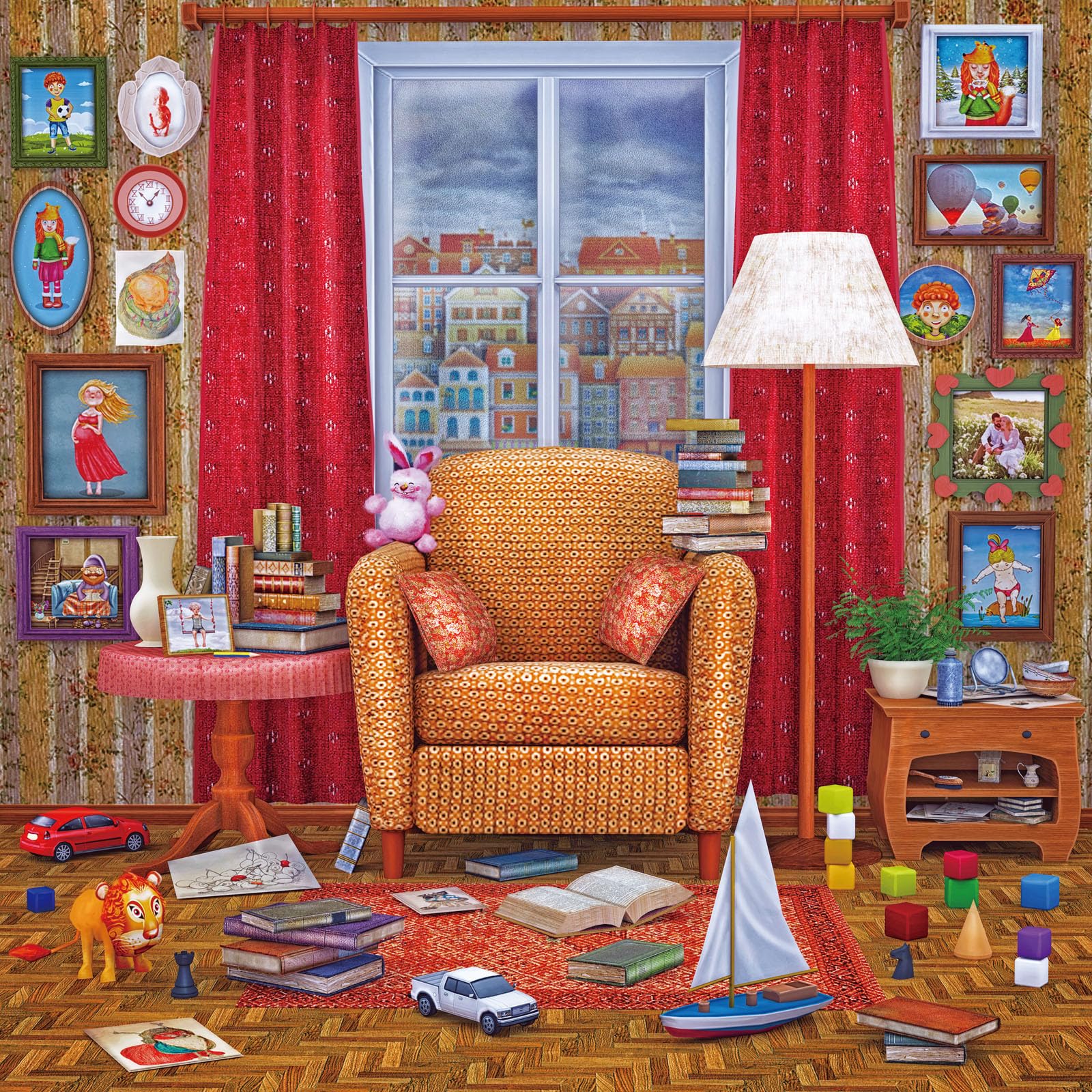 HUADADA Jigsaw Puzzles for Adults 1024 Pieces, Vintage Living Room Scene, Puzzle Art Wall Decor, Gift for Adults