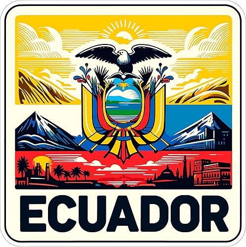 Adhesivo Ecuador de recuerdo de viaje de 4 pulgadas, calcomanía de vinilo impermeable para laptop, botella de agua, vaso de automóvil, calcomanías