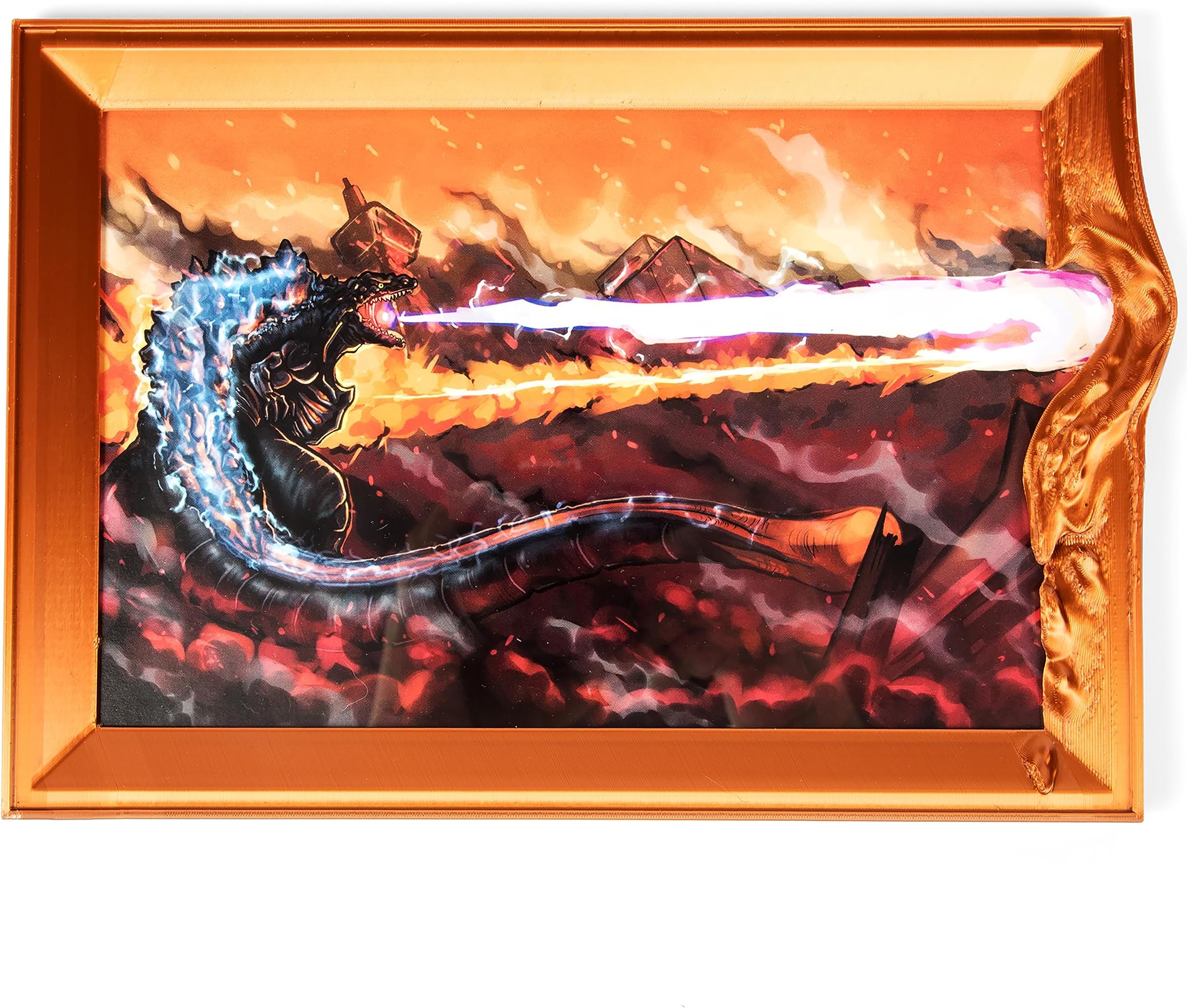 Meltdown - Shin Godzilla Wall Art | Atomic Breath Shin Godzilla 4th Form Melting Through The Frame | Fan-Made Godzilla Art for Kaiju Fans | 10 x 7 Inch Godzilla Wall Art with Frame and Cover