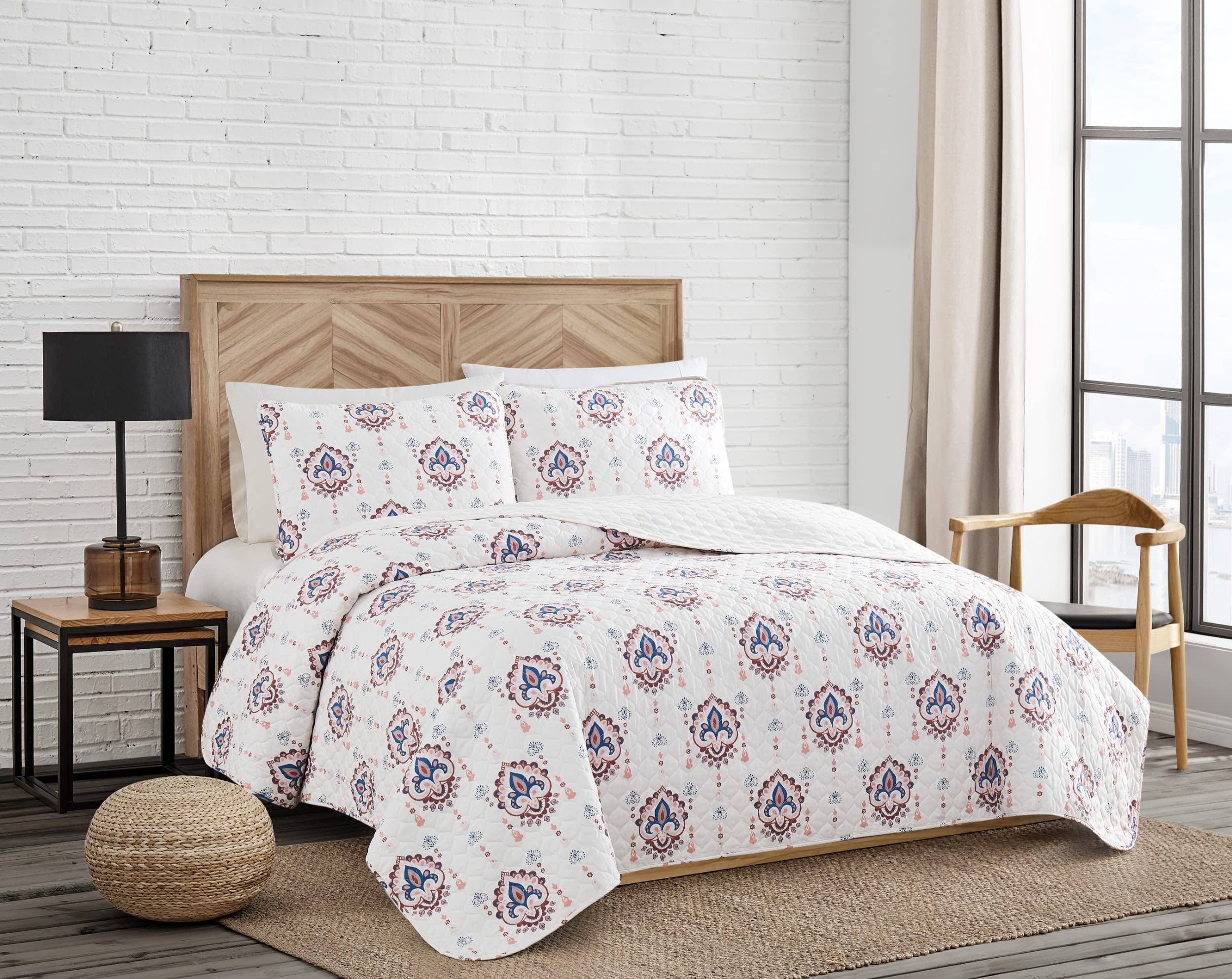 Amazon.co.jp: Lucky Brand キルトセット – クイーンサイズキルト3点