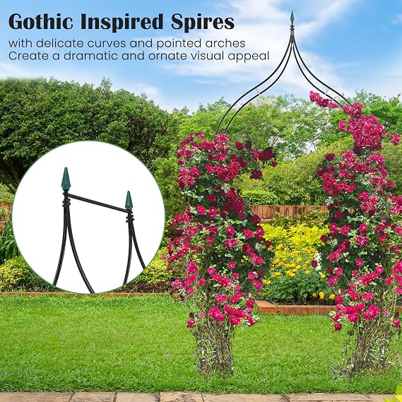 Giantex Metal Garden Arch Trellis, 9.5 FT Wedding Arbor for Ceremony