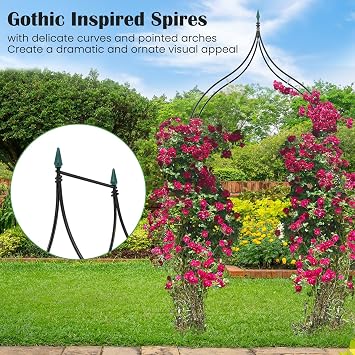Giantex Metal Garden Arch Trellis, 9.5 FT Wedding Arbor for Ceremony