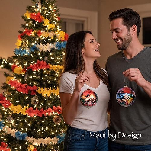 Miniatura 8 de Adorno de cristal hawaiano coleccionable pintado a mano con volcán y más con caja de regalo VSH