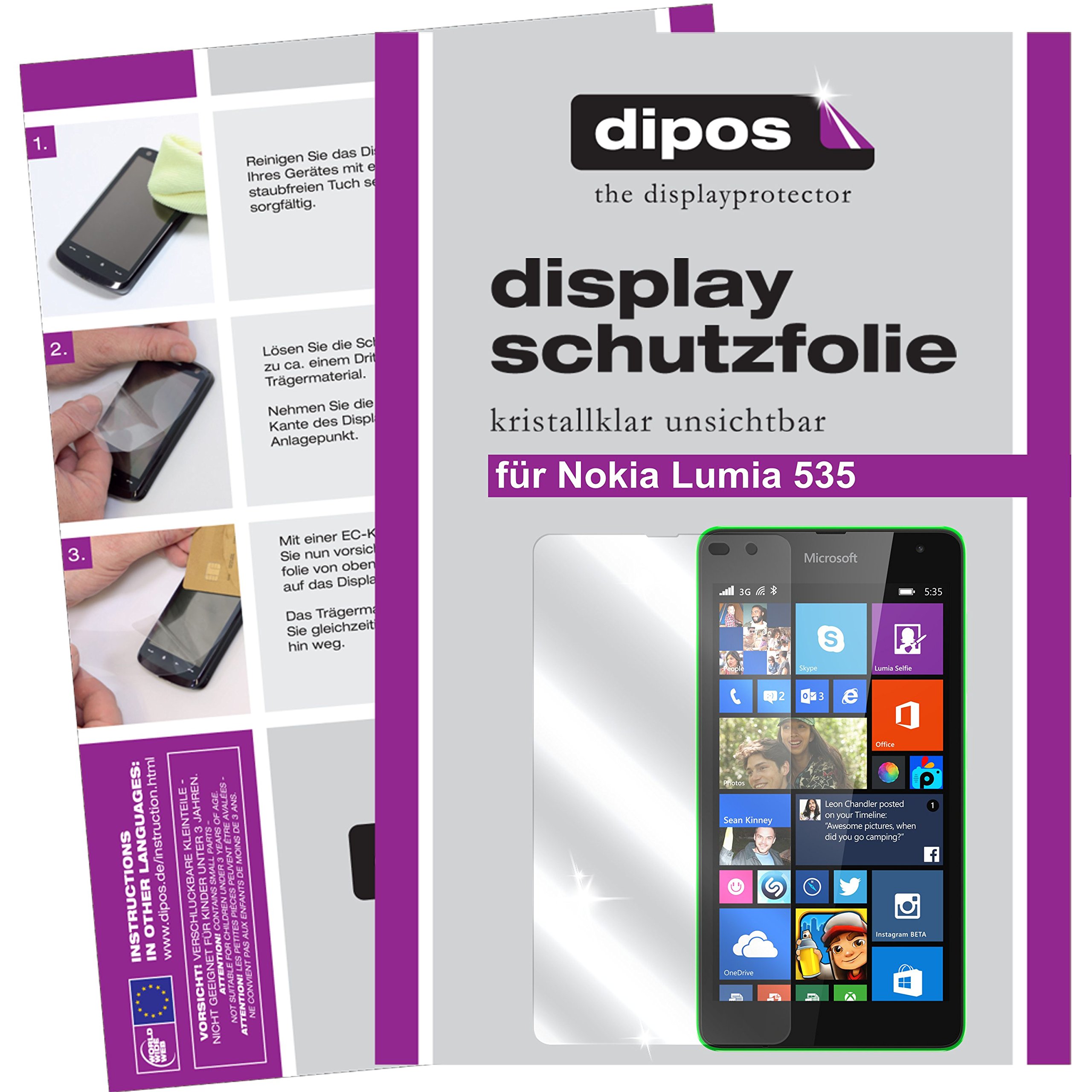 Dipos 6 Pellicole Protettive Crystalclear Per Nokia Lumia 530 - Protezione Anti-graffio, HD, Applicazione Senza Bolle, Made In Germany